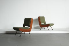 Original Pair of Gianfranco Frattini 836 Lounge Chairs, Cassina, Italy, 1950s