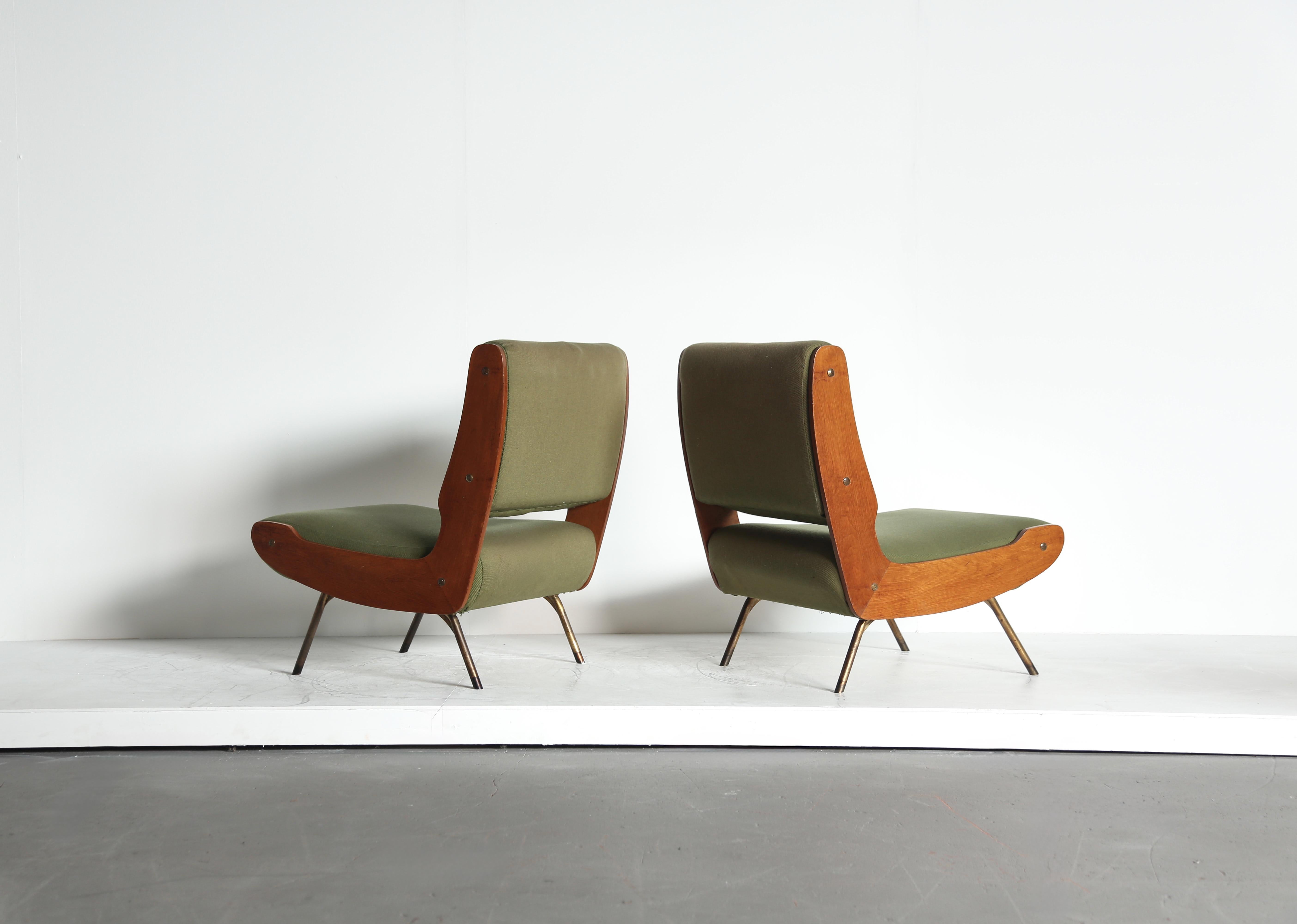 Originales Paar Gianfranco Frattini 836 Lounge Chairs, Cassina, Italien, 1950er Jahre im Zustand „Gut“ im Angebot in Lewes, East Sussex