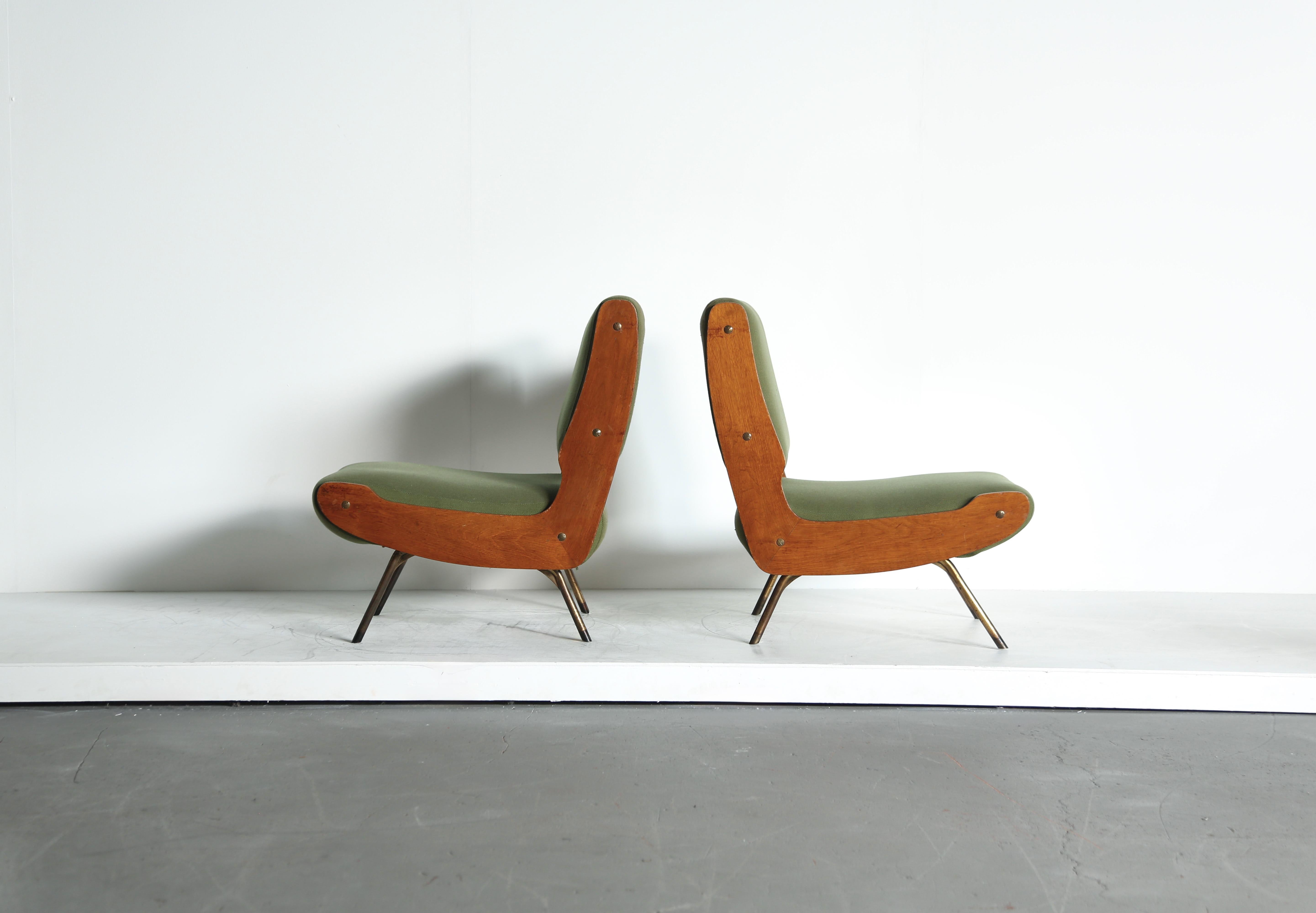Originales Paar Gianfranco Frattini 836 Lounge Chairs, Cassina, Italien, 1950er Jahre (20. Jahrhundert) im Angebot
