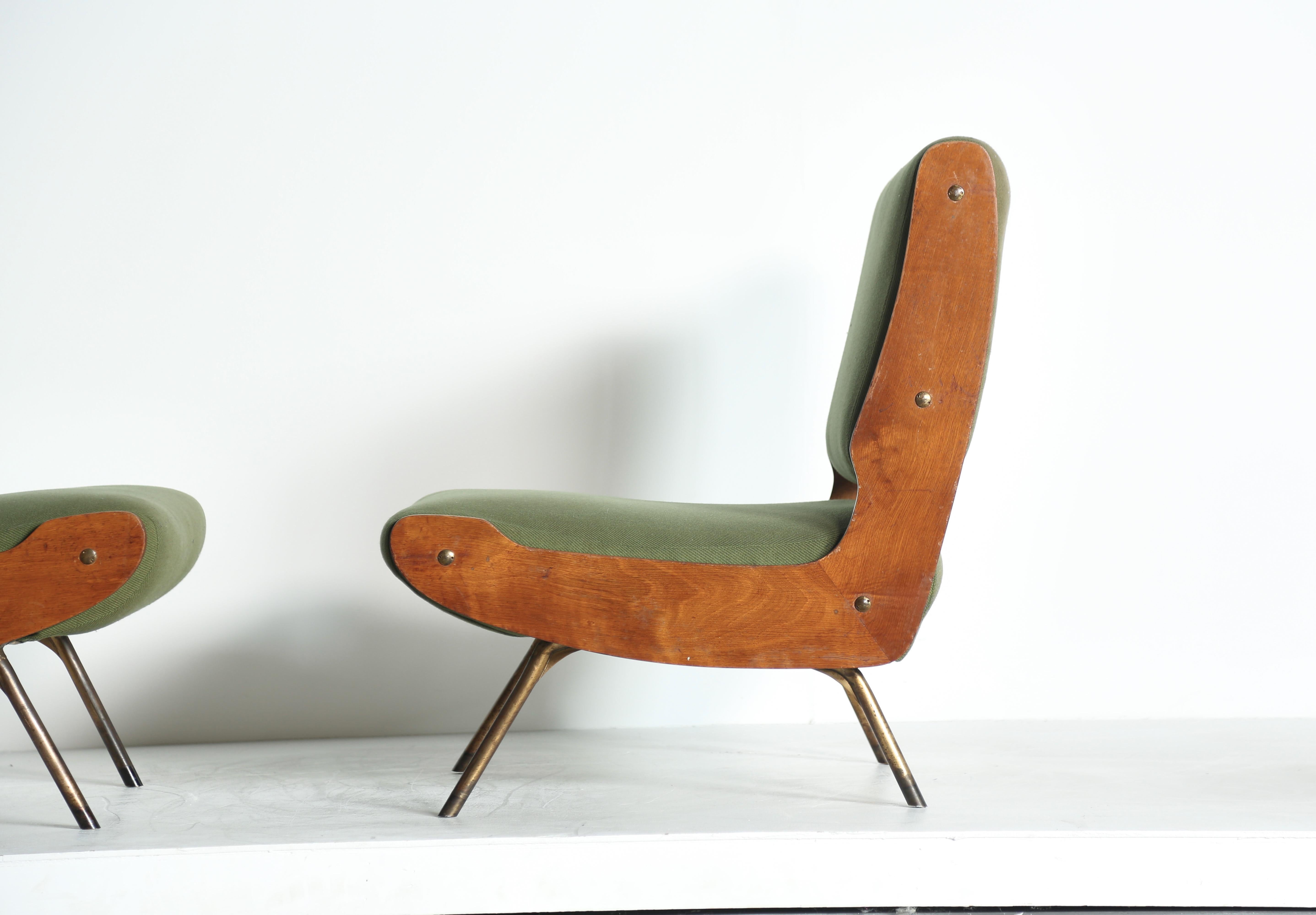 Originales Paar Gianfranco Frattini 836 Lounge Chairs, Cassina, Italien, 1950er Jahre im Angebot 2