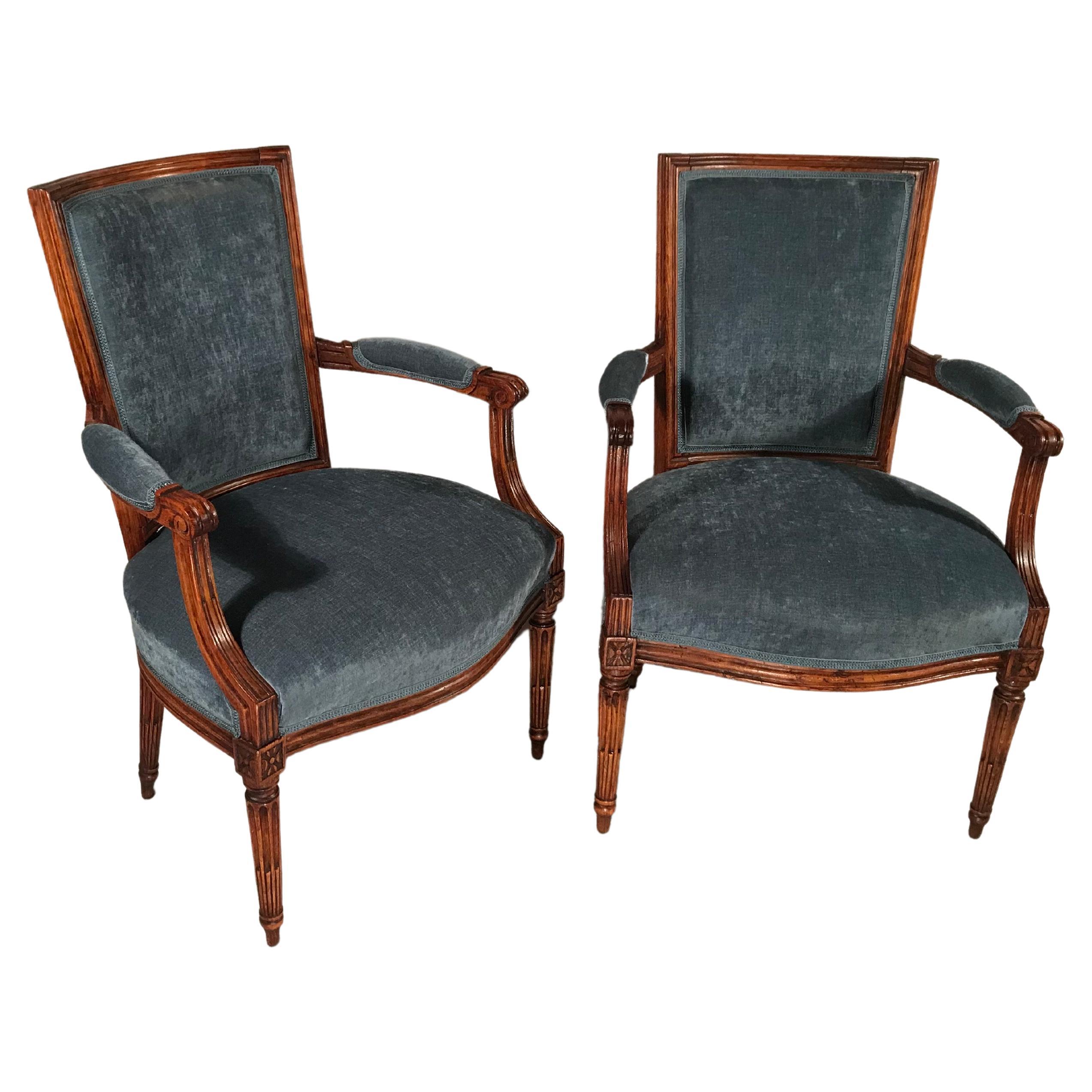 Originales Paar Louis-XVI-Sessel, Frankreich, 1780 im Angebot