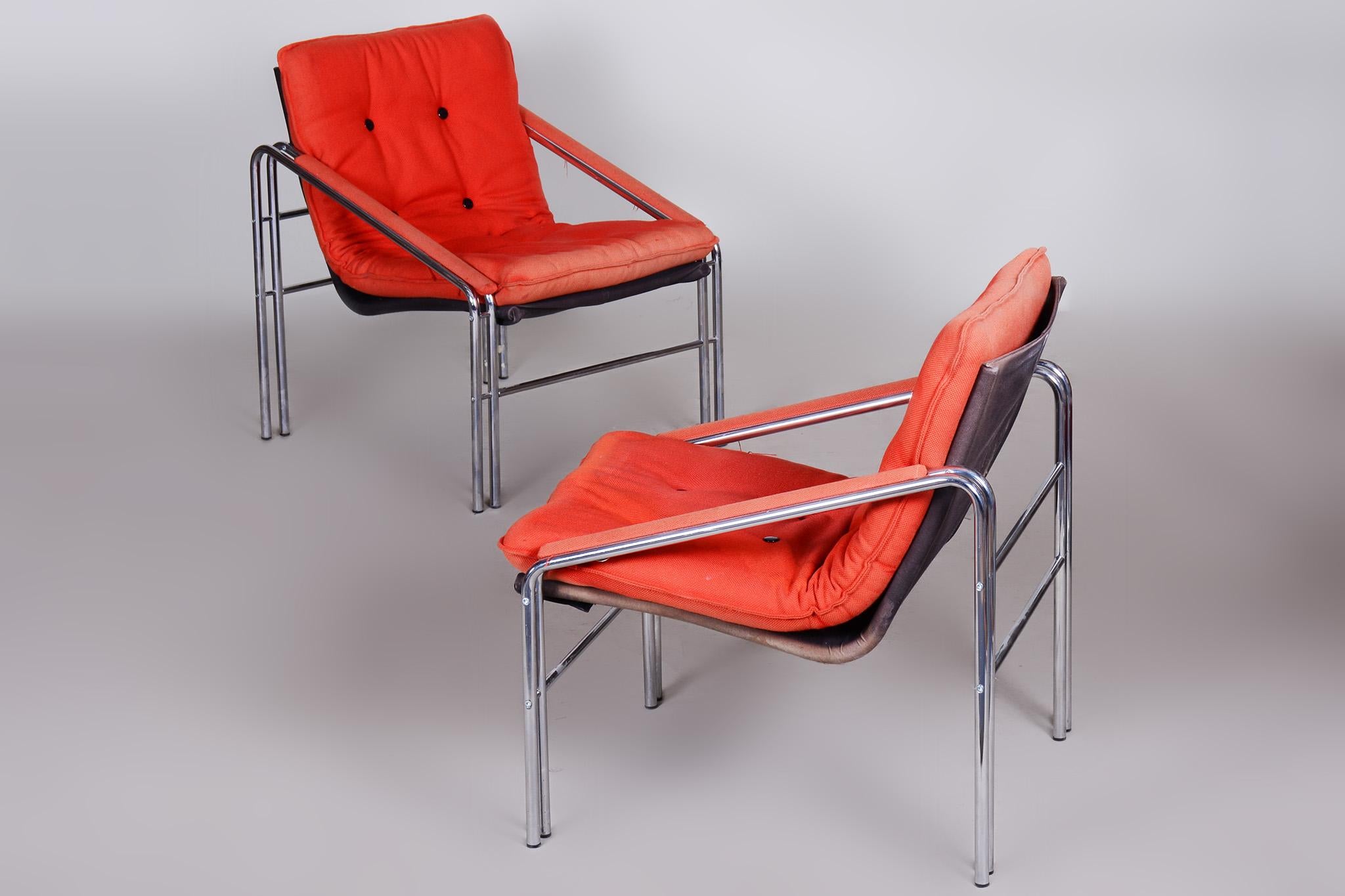 Original Pair of Midcentury Armchairs, Very Well-Preserved, Czechia, 1960s For Sale 1