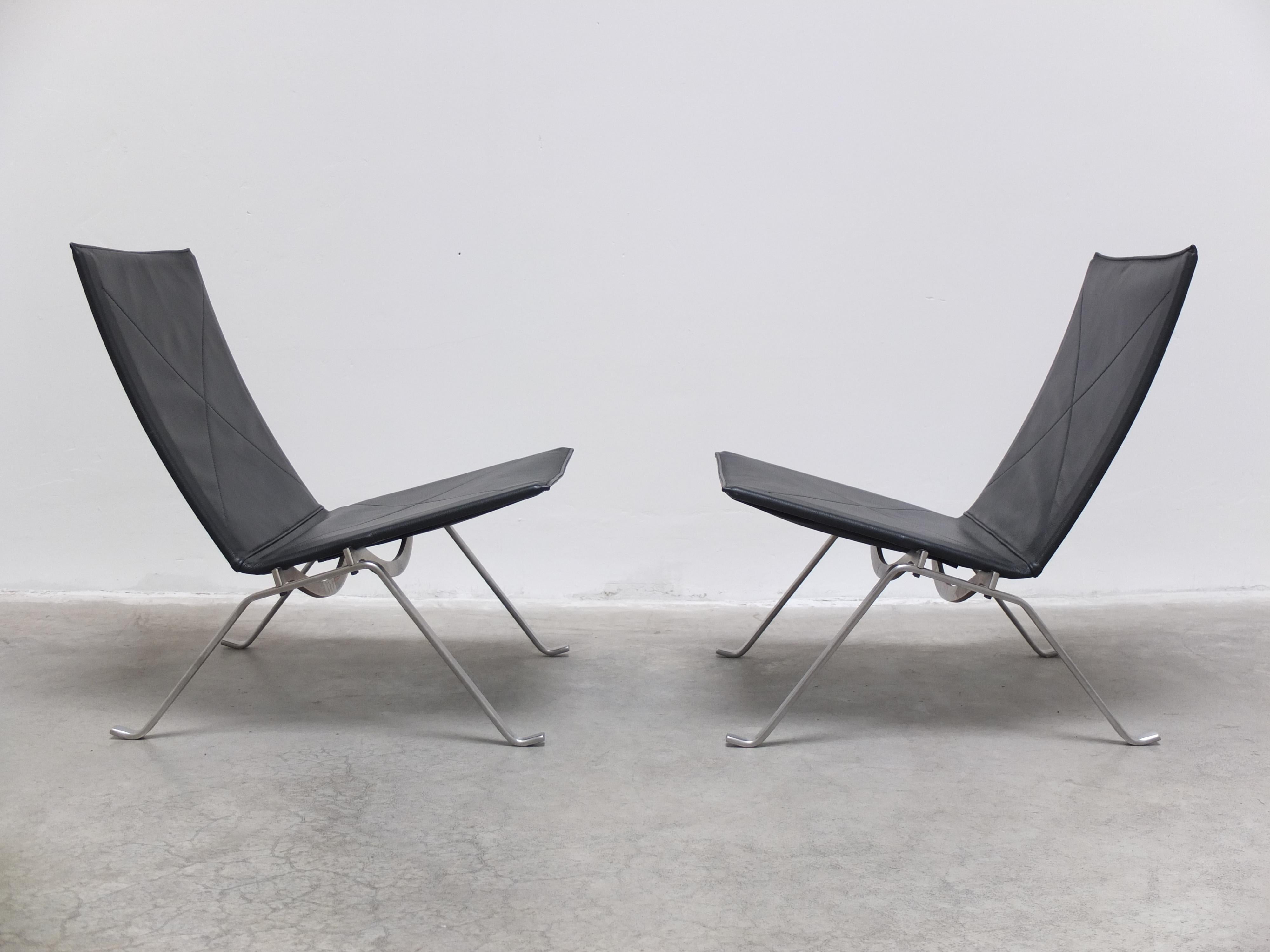 Original Pair of 'PK22' Easy Chairs by Poul Kjærholm for Fritz Hansen, 1950s 1