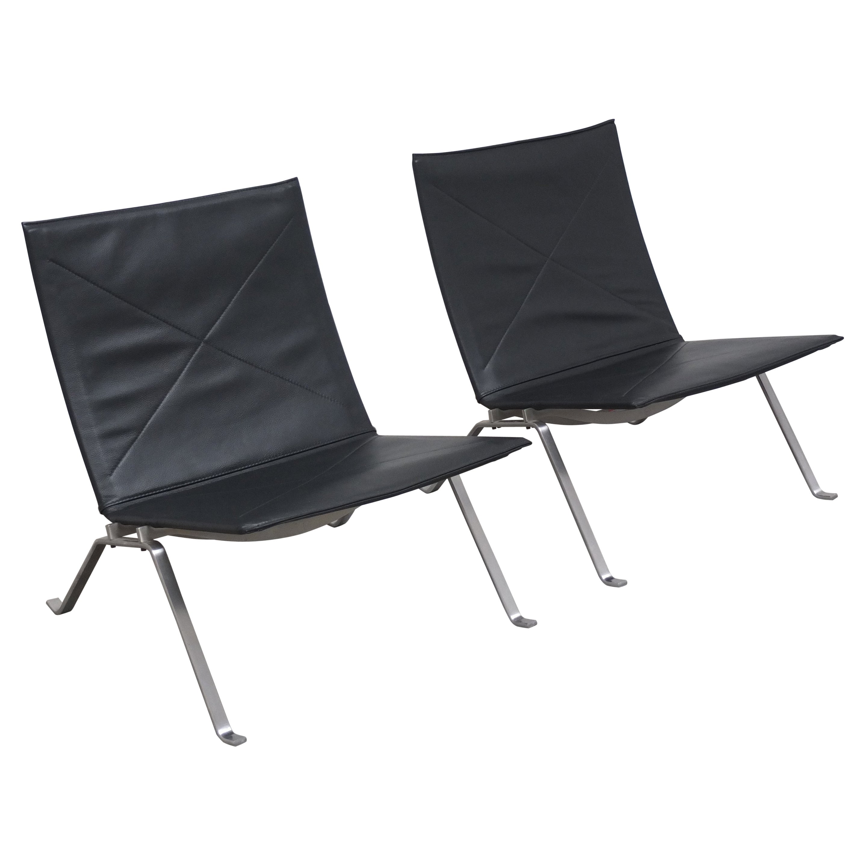 Original Pair of 
PK22
 Easy Chairs by Poul Kjærholm for Fritz Hansen, 1950s