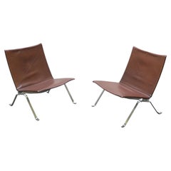 Original Pair of 'PK22' Easy Chairs by Poul Kjaerholm for Fritz Hansen, 1980s