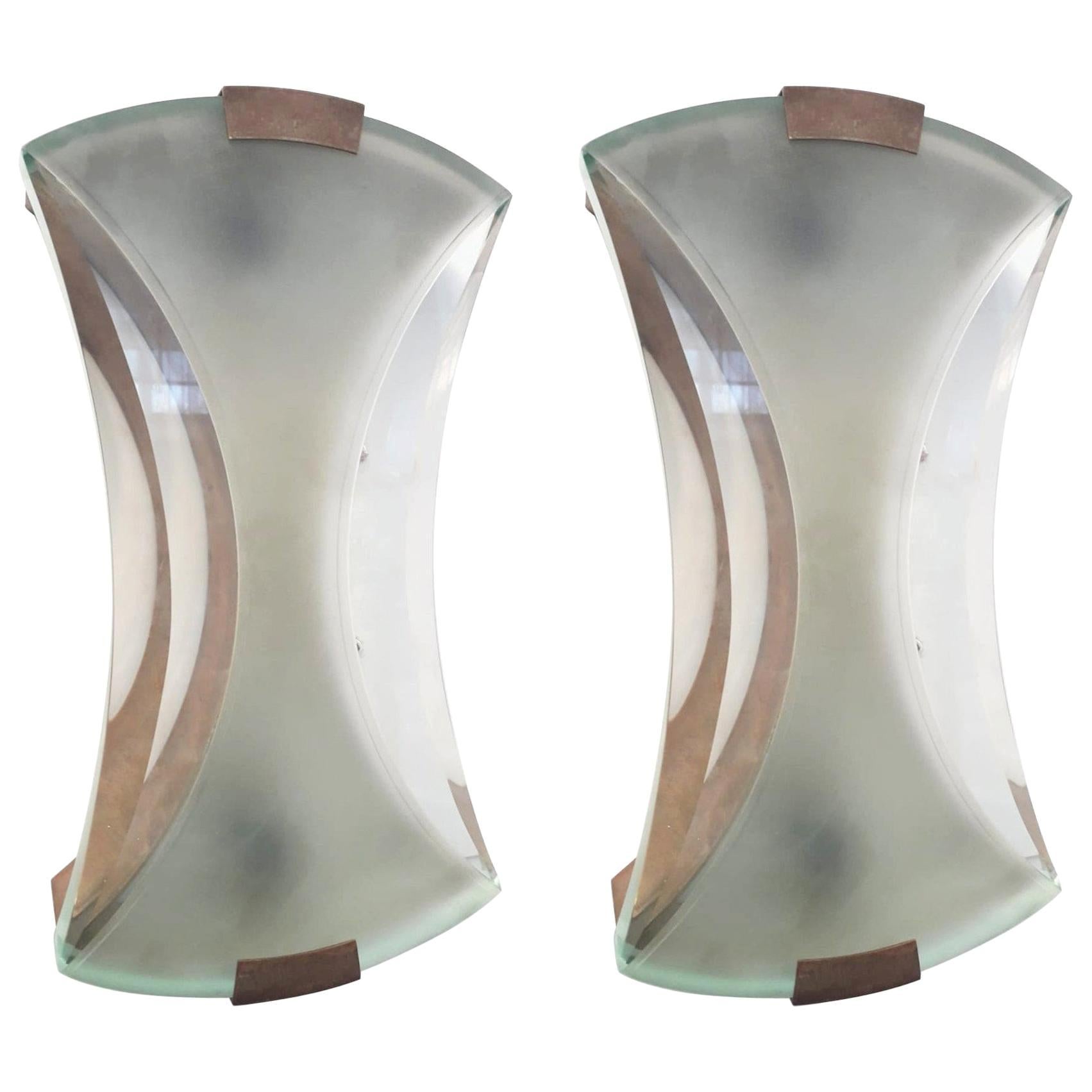 Original Pair of Sconces Designed by Max Ingrand for Fontana Arte, Model 2225