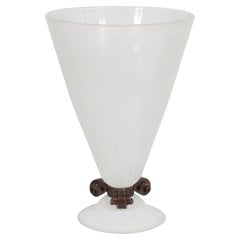 Original Pair of Seguso Scavo Vases in Murano Glass and Bronze Venice 1980s