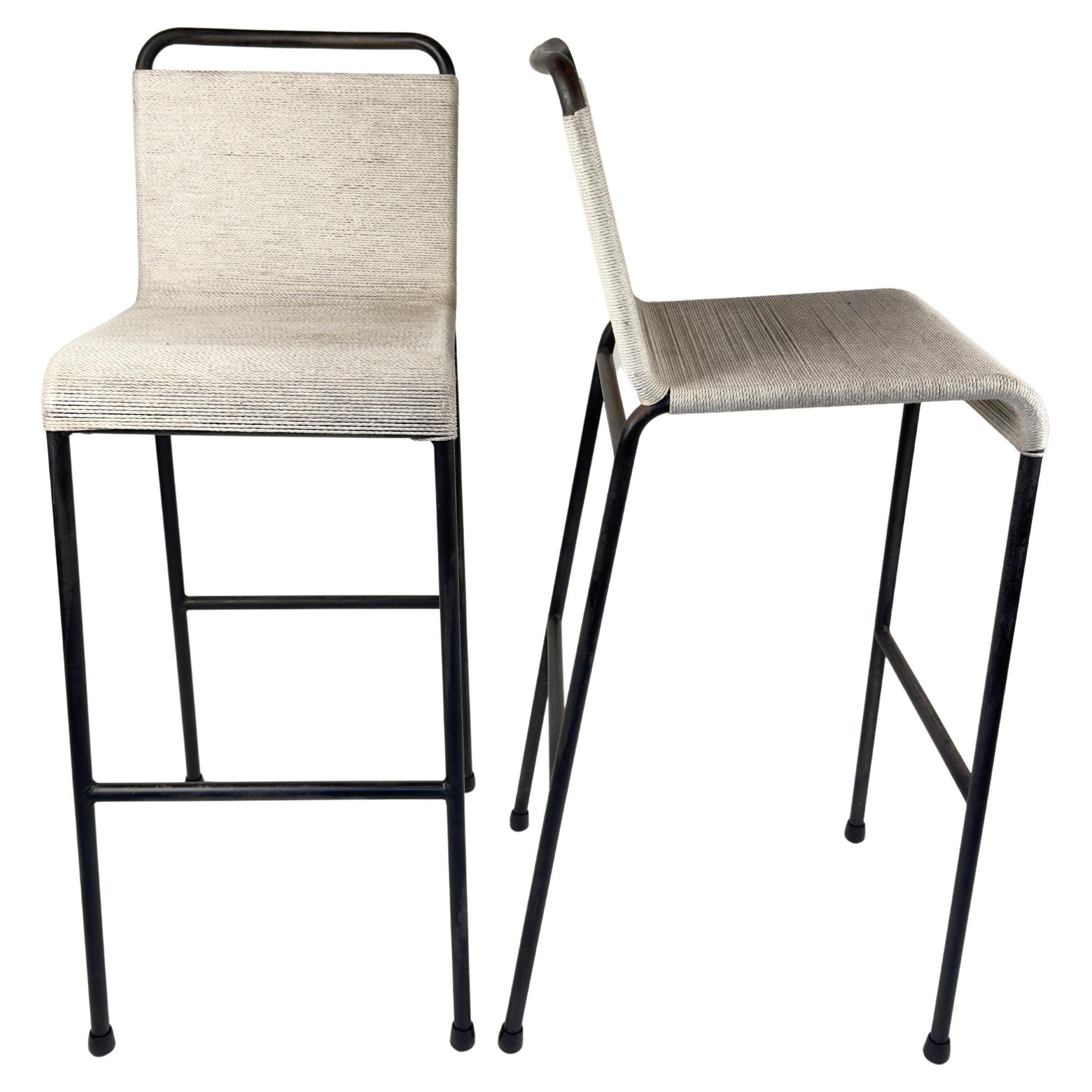 Original Pair of Van Keppel - Green Rope and Iron Stools VKG