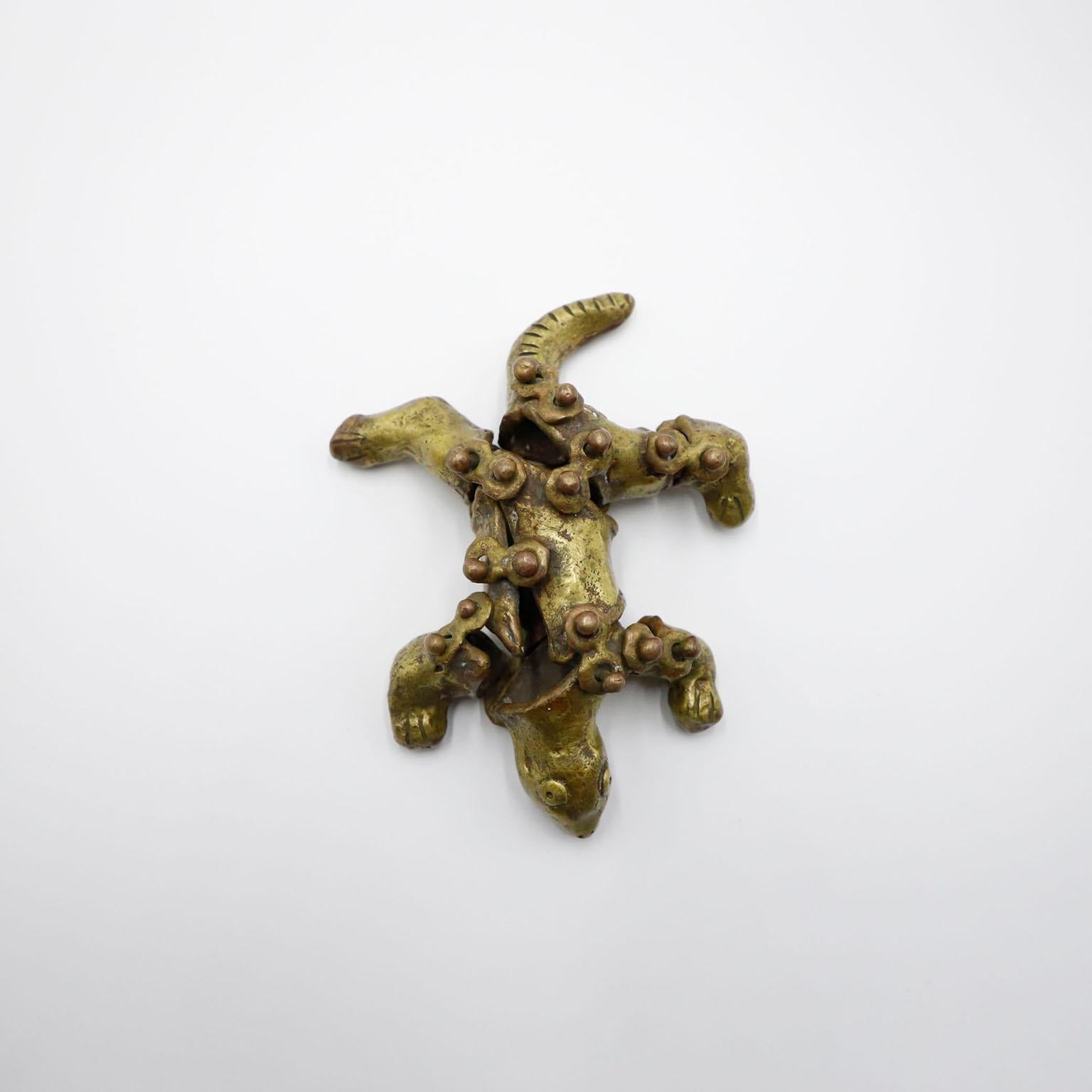 Circa 1970. We offer this Rare and Original Pal Kepenyes Articulate Sculpture Signed made in brass. 
Pal Kepenyes was a Hungarian artist and jewelry designer known for his unique and innovative designs. He was born in Budapest in 1926 and began his