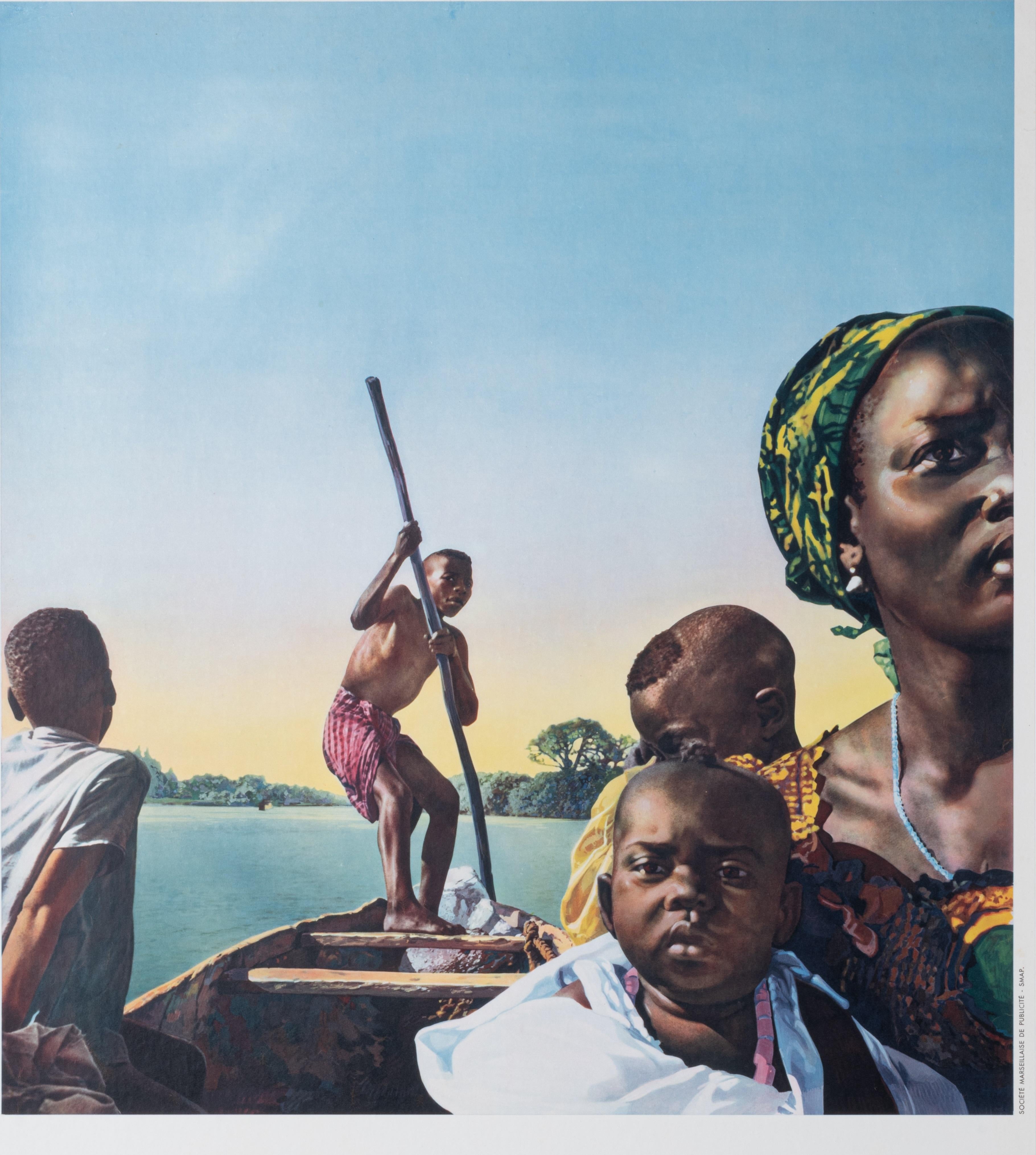 Plakat der Compagnie de Navigation Paquet, die um 1955 gegründet wurde, um den maritimen Tourismus im Senegal zu fördern.

Künstler:  Anonym  
Titel: Allez au Sénégal par les paquebots rapides de la compagnie de navigation Paquet
Datum: ca.