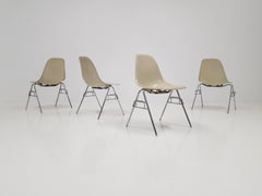 Original Parchment Charles & Ray Eames Fibreglass DSS Chairs for Herman Miller