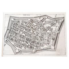 Antique Italian Parchment Map of the City of Lucca Dated 1640