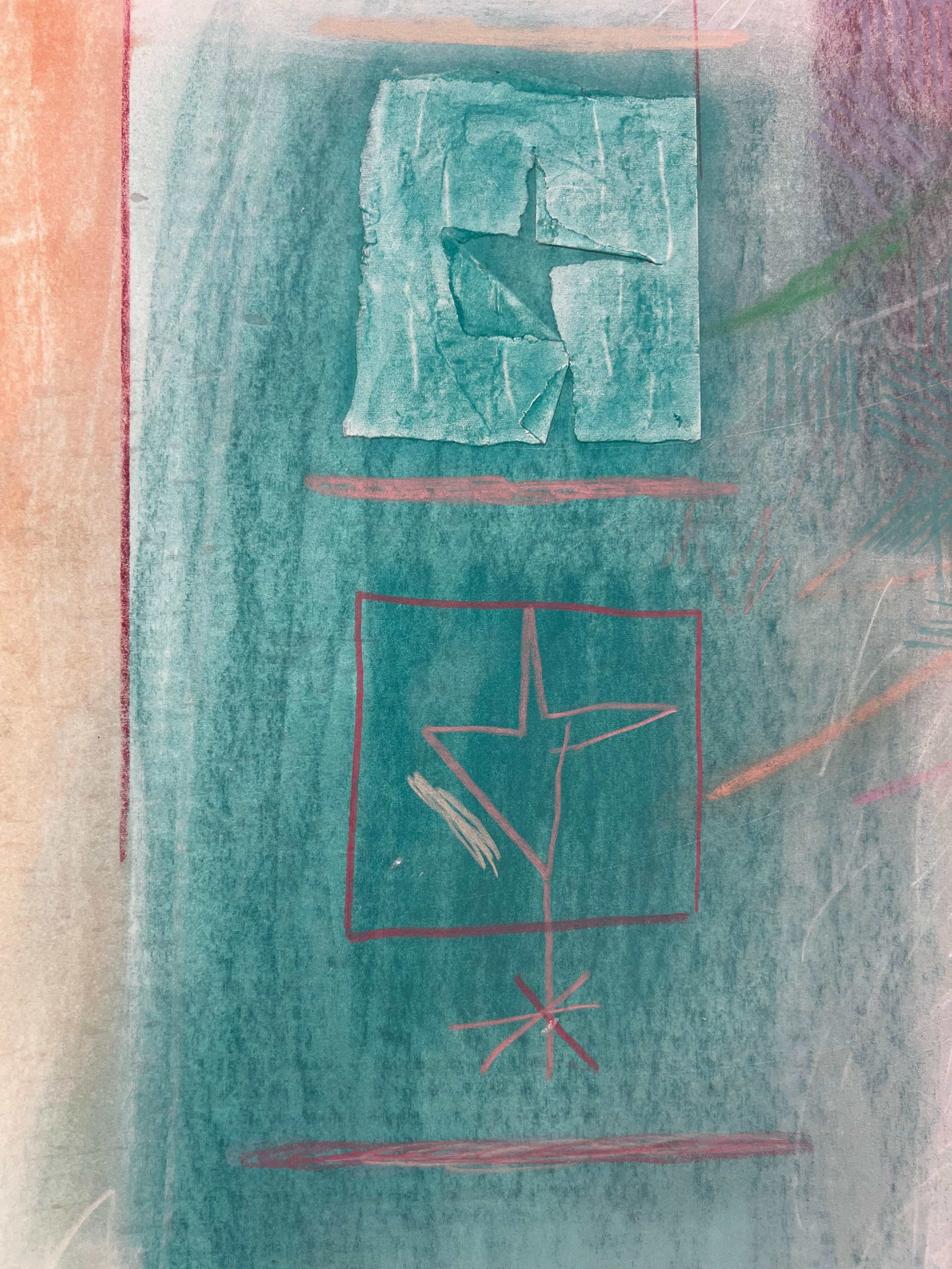 Pintura abstracta original en pastel, carboncillo sobre papel, de Sherry Schrut Moderno en venta