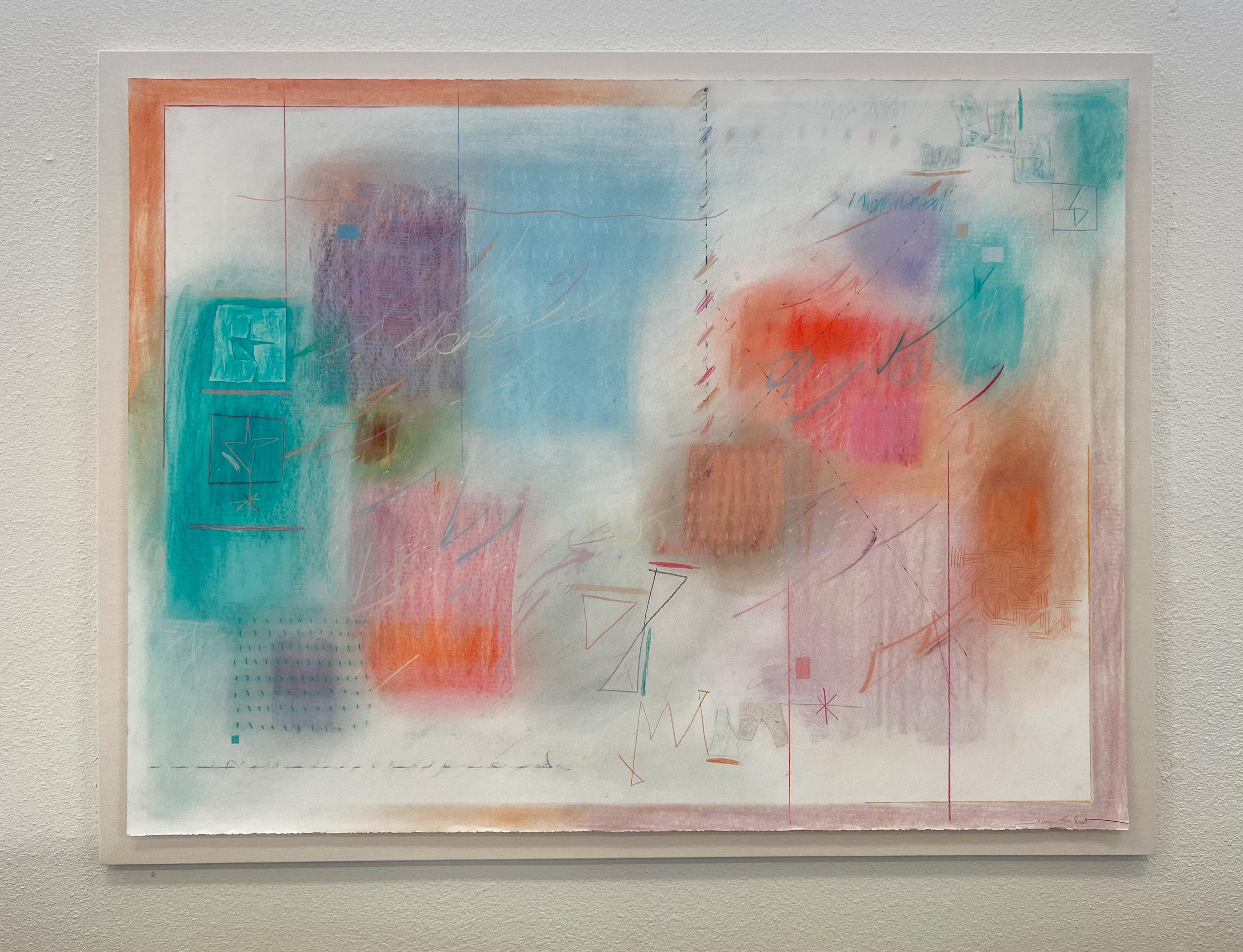 Pintura abstracta original en pastel, carboncillo sobre papel, de Sherry Schrut finales del siglo XX en venta