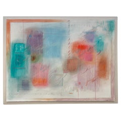 Original Pastellfarbenes abstraktes Gemälde an Holzkohle auf Papier von Sherry Schrut