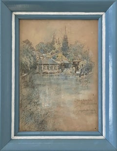 Disegno originale a pastello "Le Pont de Passes Grilles" di George Edwards