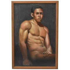 Original Pastel On Board Male Nude Unsigned