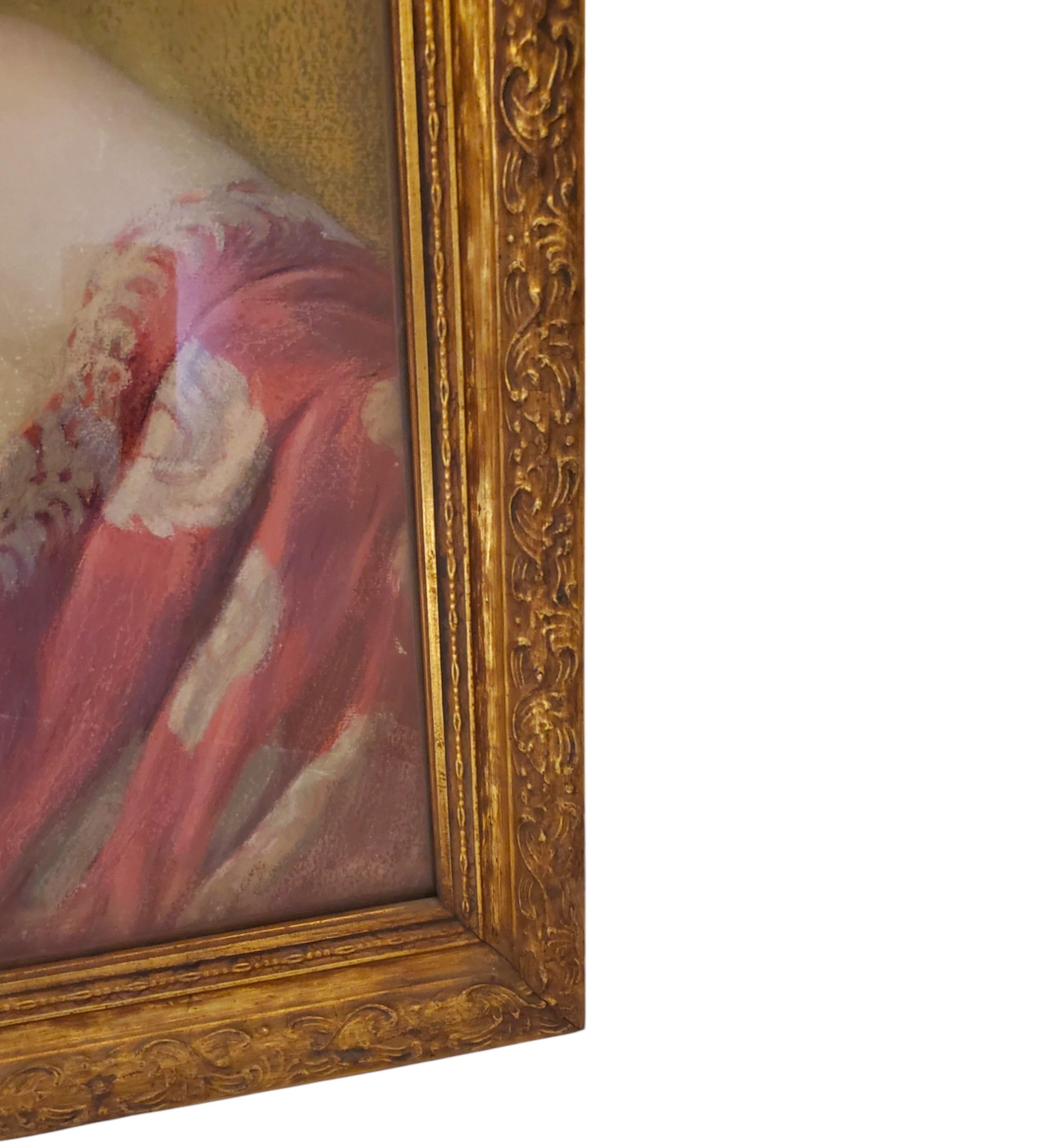 Original Pastel portrait of a young woman by G. Brisgand in gilt frame For Sale 3