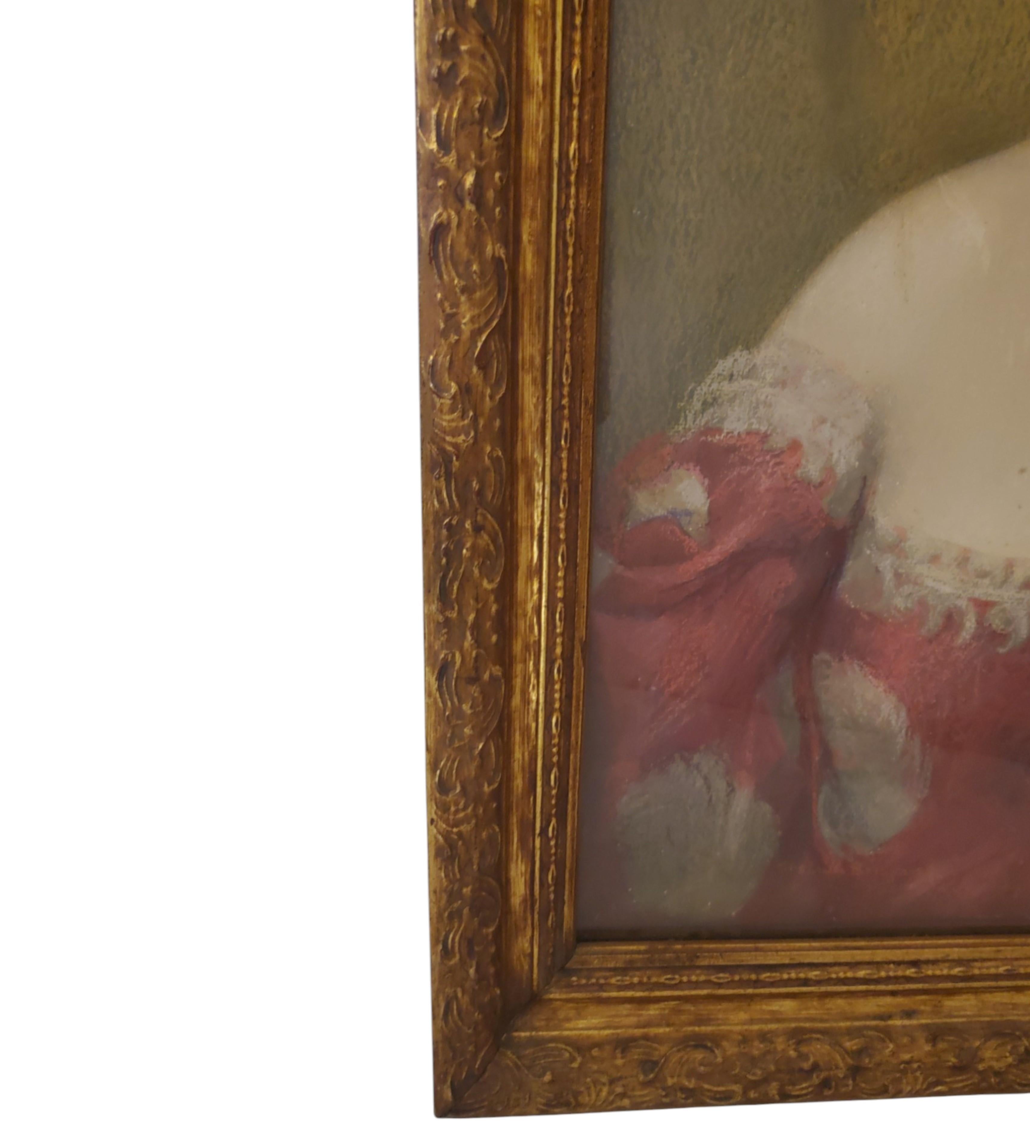 Original Pastel portrait of a young woman by G. Brisgand in gilt frame For Sale 4