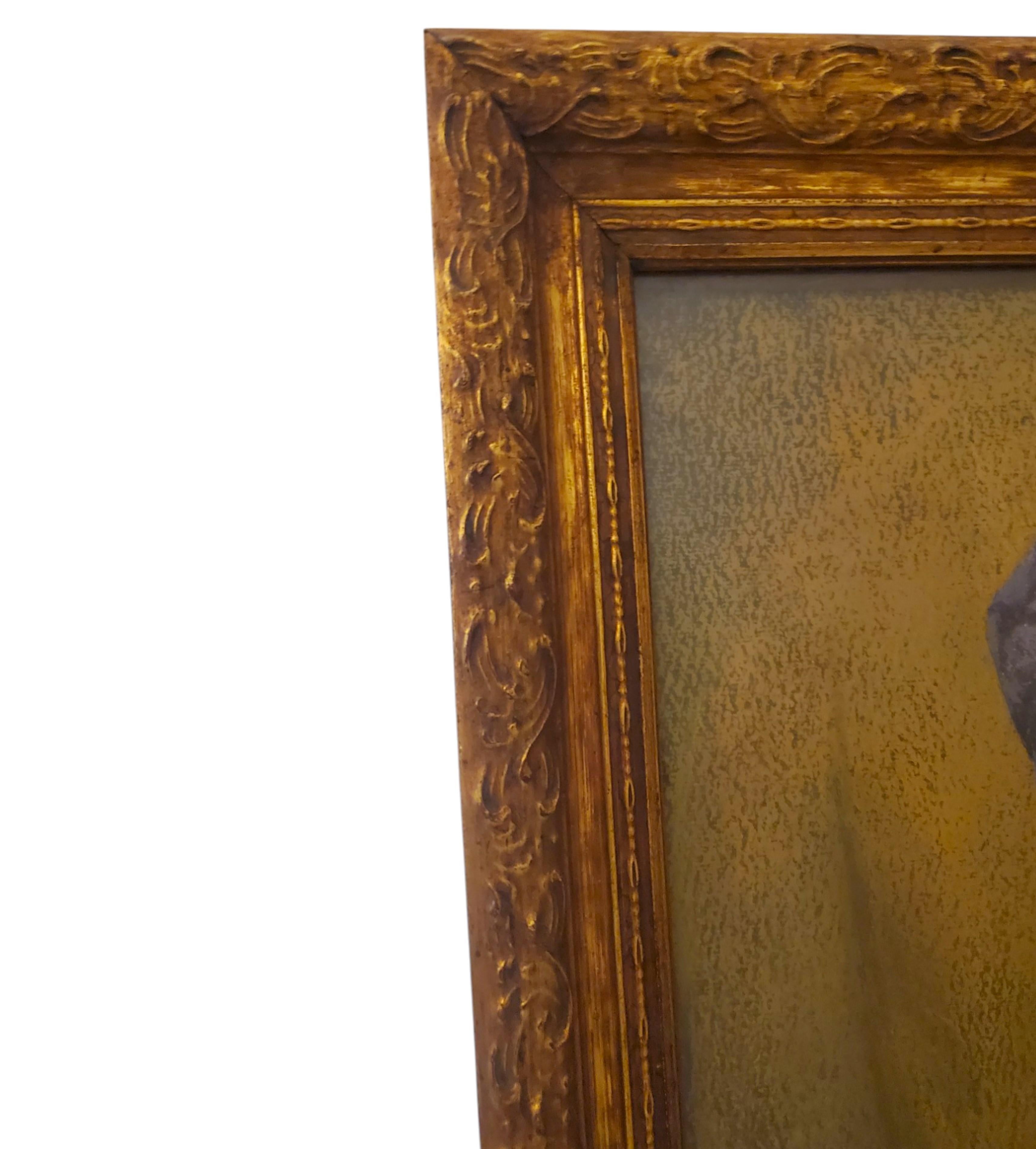 Original Pastel portrait of a young woman by G. Brisgand in gilt frame For Sale 5