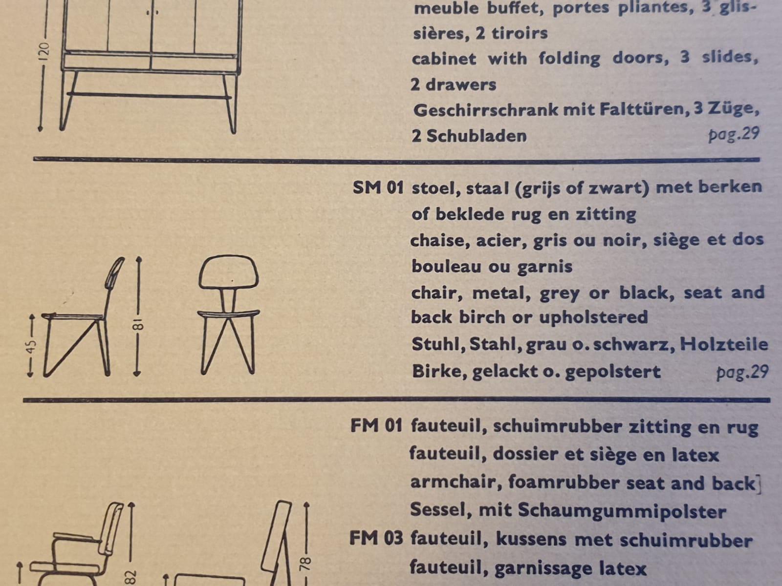 Chaise minimaliste néerlandaise SM01 originale Pastoe de Cees Braakman, 1954 en vente 5