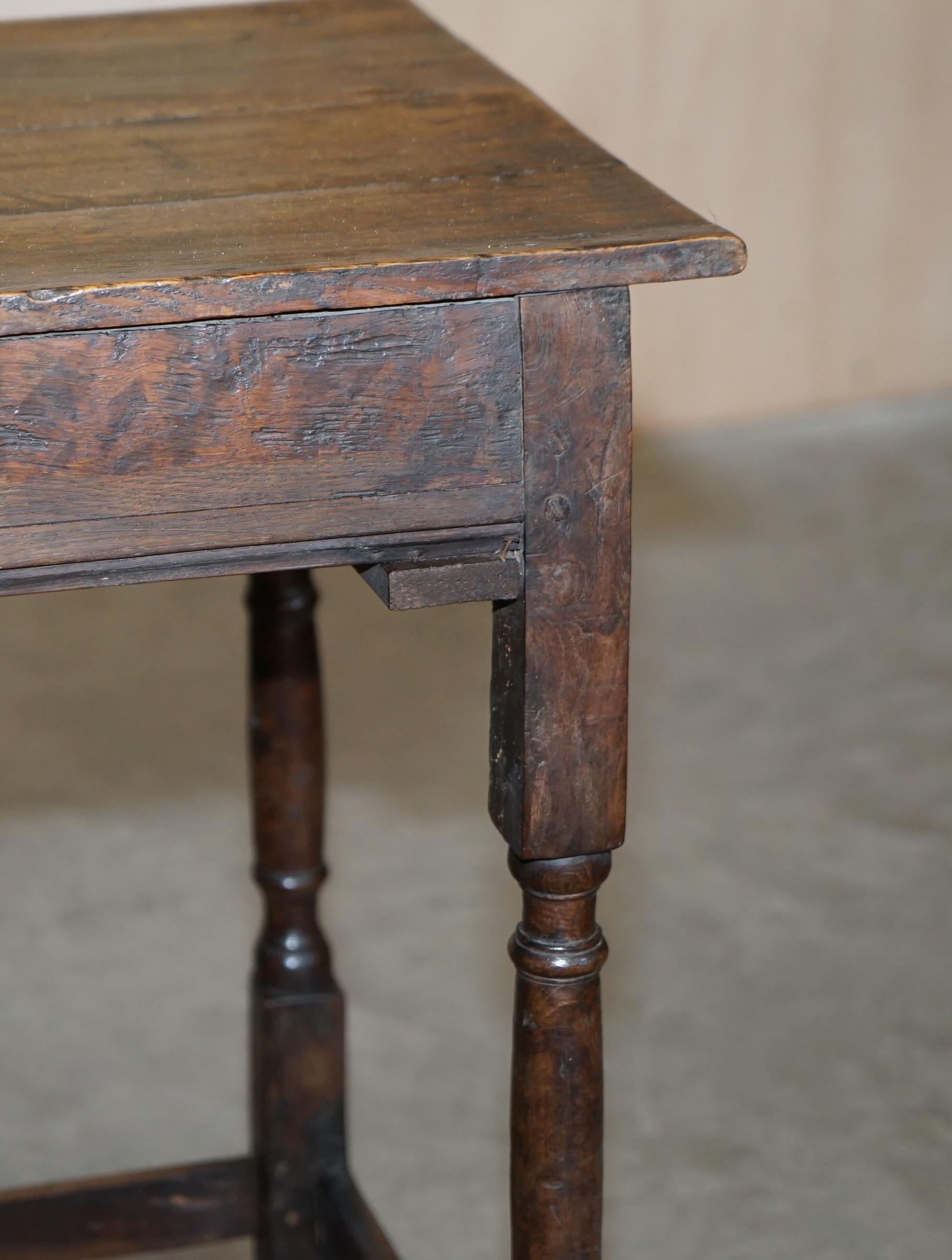 Original Patina Antique 18th Century circa 1740 George II Oak Side End Table For Sale 6