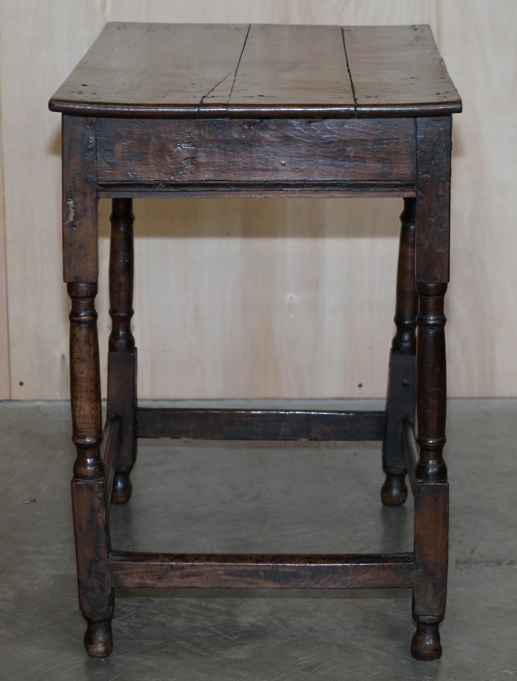 Original Patina Antique 18th Century circa 1740 George II Oak Side End Table For Sale 7