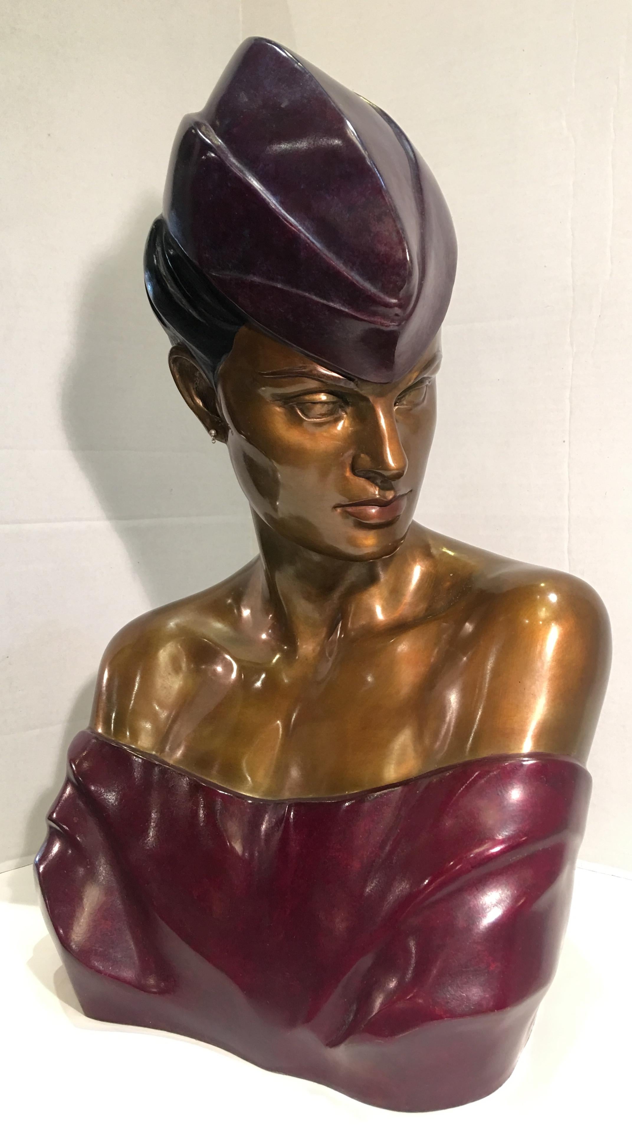 Genuine, limited edition, hand-made, original cast bronze bust sculpture titled 