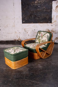 Original Paul Frankl Five-Strand 'Pretzel' Rattan Living Room Set