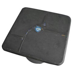 Table d'appoint originale Paul Kingma Art, Agate bleue, laiton et pierre noire