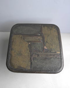 Original Paul Kingma Art Side Table in Slate, Mixed Color Green Stone and Brass