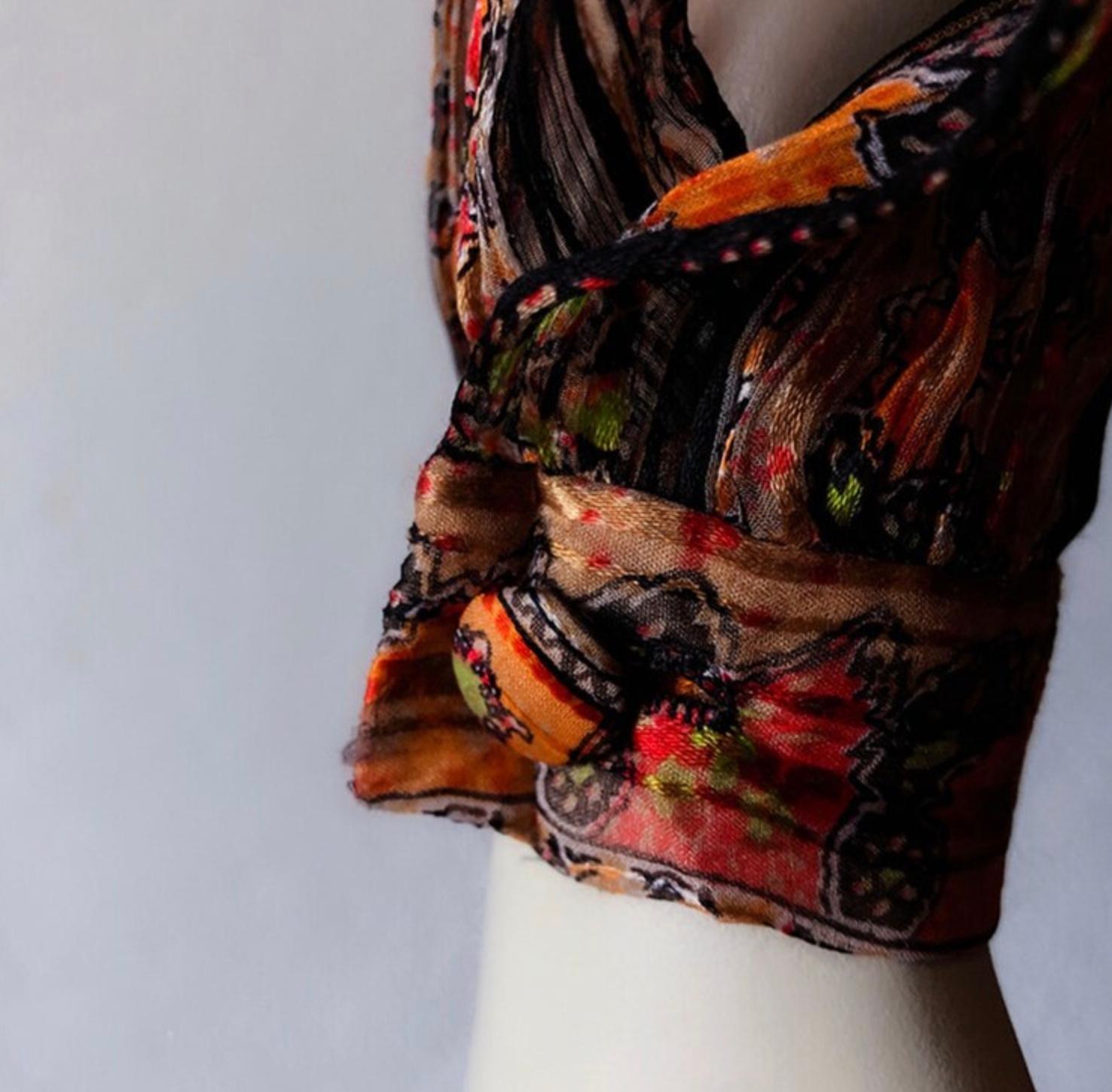 Original Paul-Louis Orrier Haute Couture Silk Dress 70s Ruffle Pleated  For Sale 6