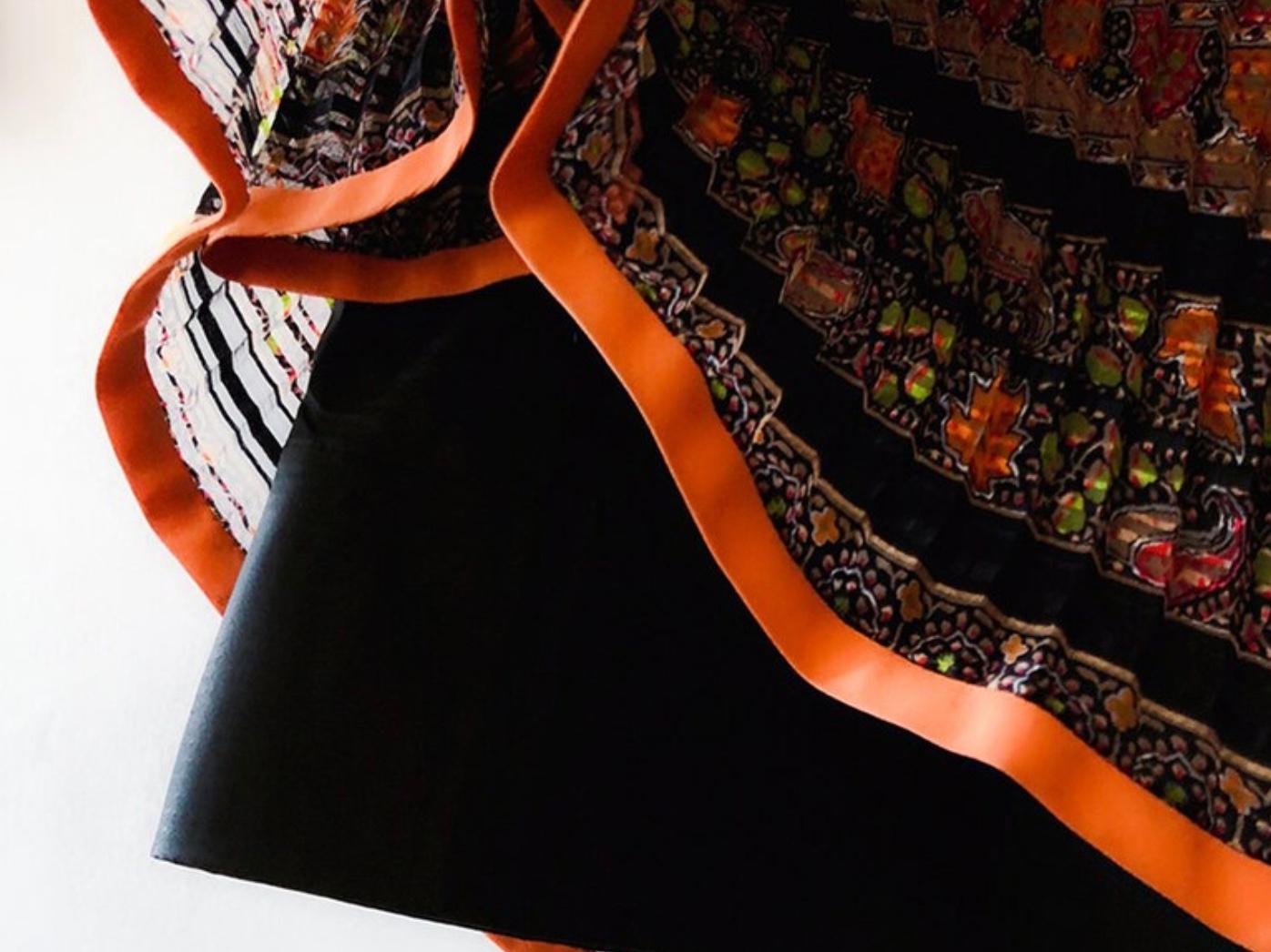Original Paul-Louis Orrier Haute Couture Silk Dress 70s Ruffle Pleated  For Sale 7