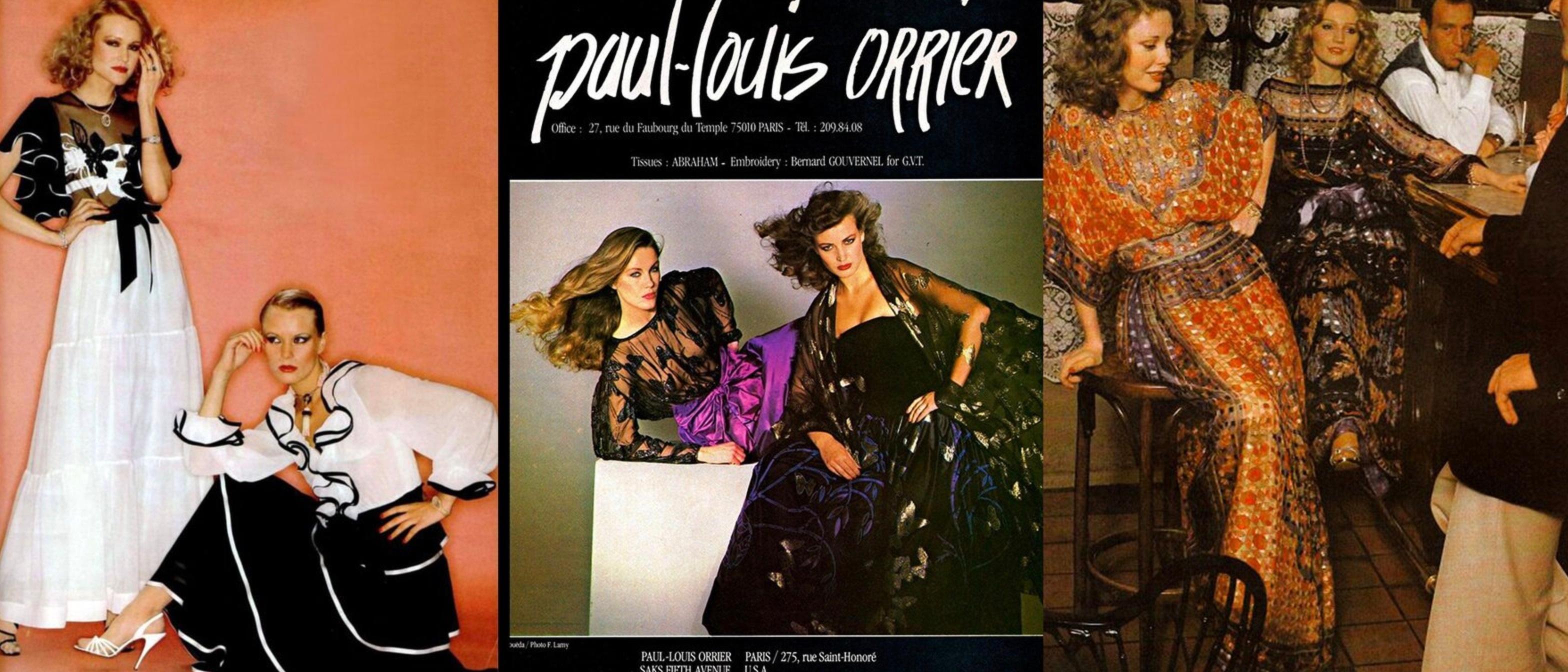 Black Original Paul-Louis Orrier Haute Couture Silk Dress 70s Ruffle Pleated  For Sale