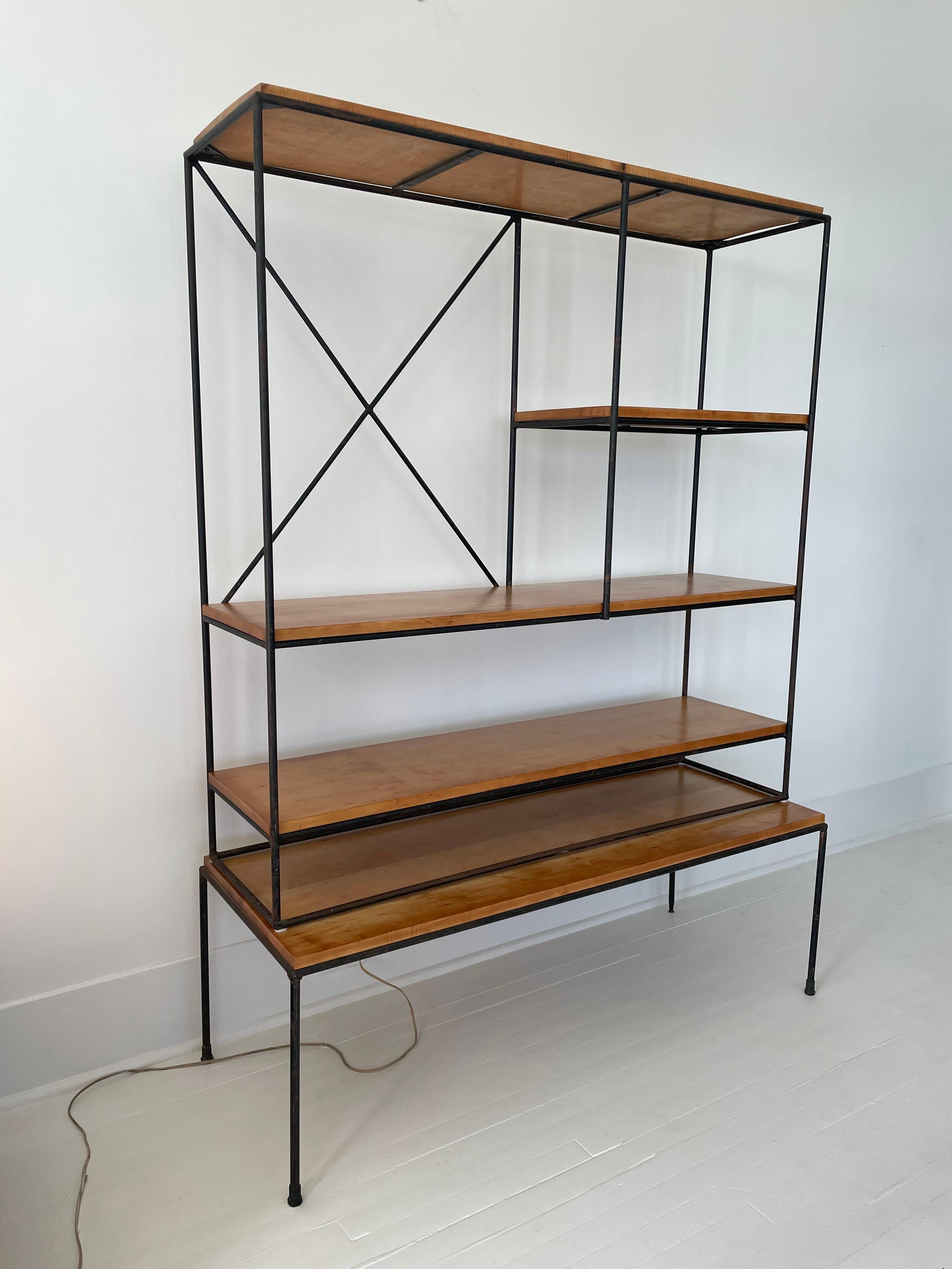 Iron Original Paul McCobb Bookcase/Etagere and Bench Set from the Planner Group For Sale
