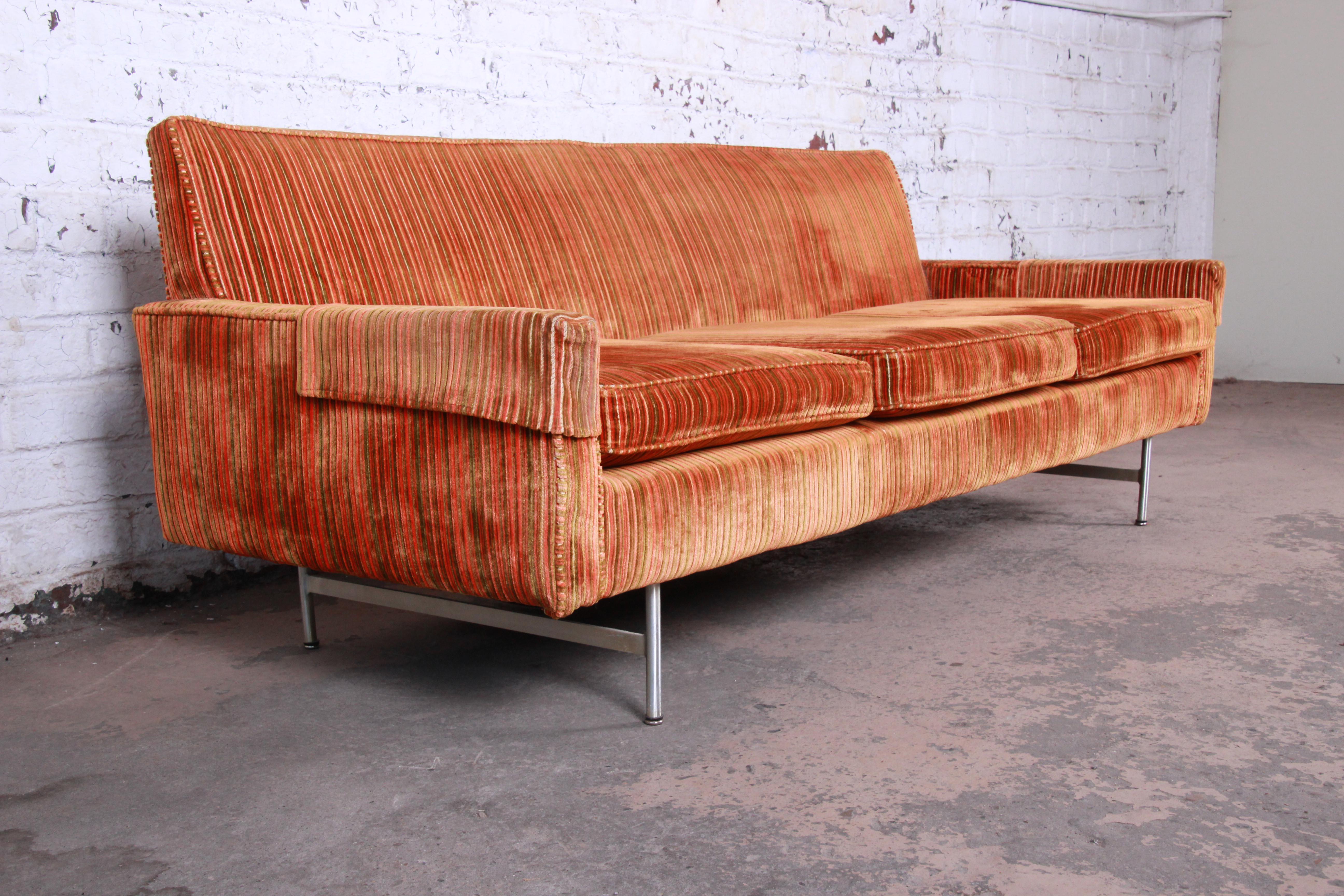 Mid-Century Modern Original Paul McCobb Linear Group Sofa on Brass Legs, 1960s