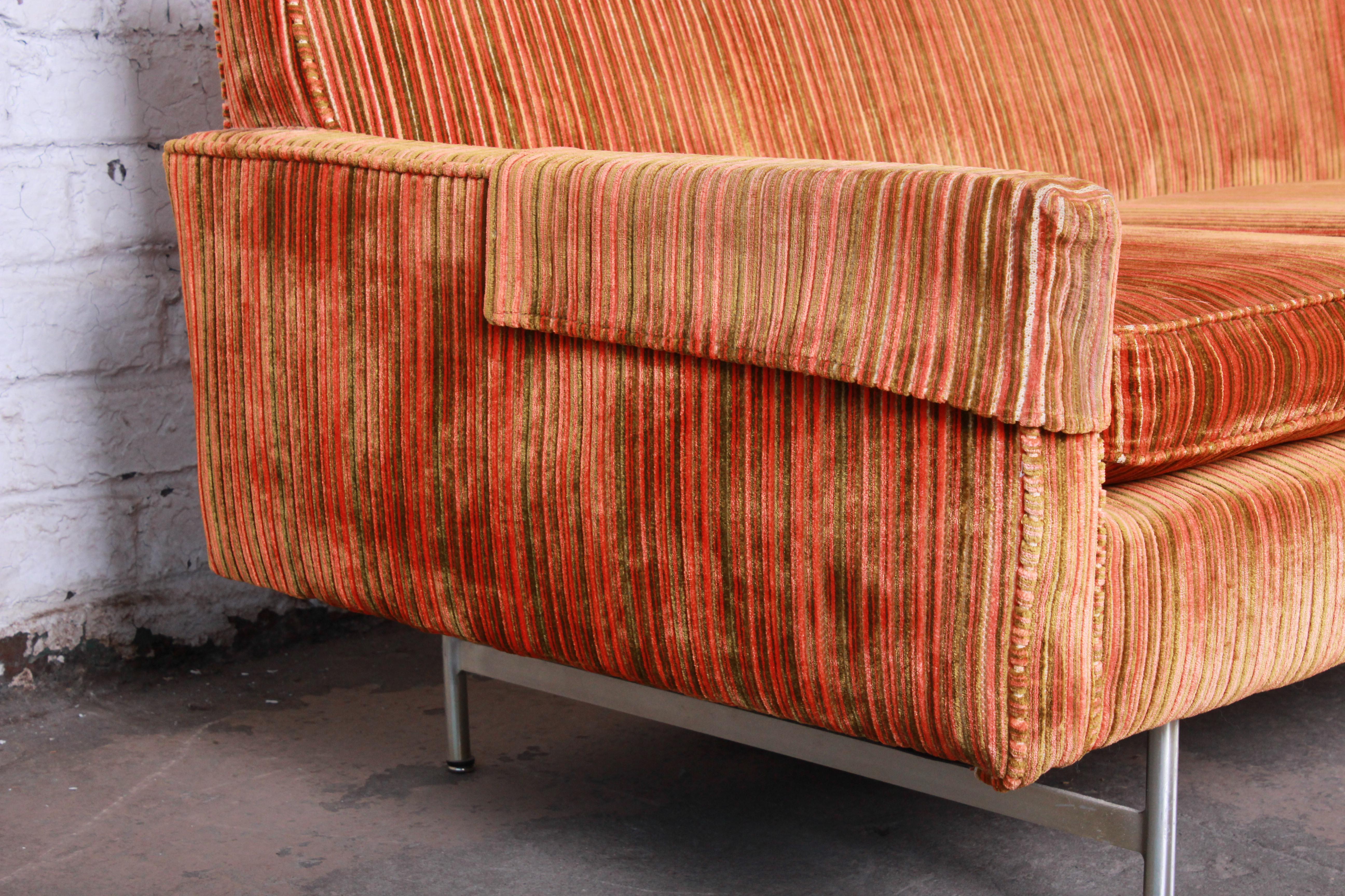 American Original Paul McCobb Linear Group Sofa on Brass Legs, 1960s