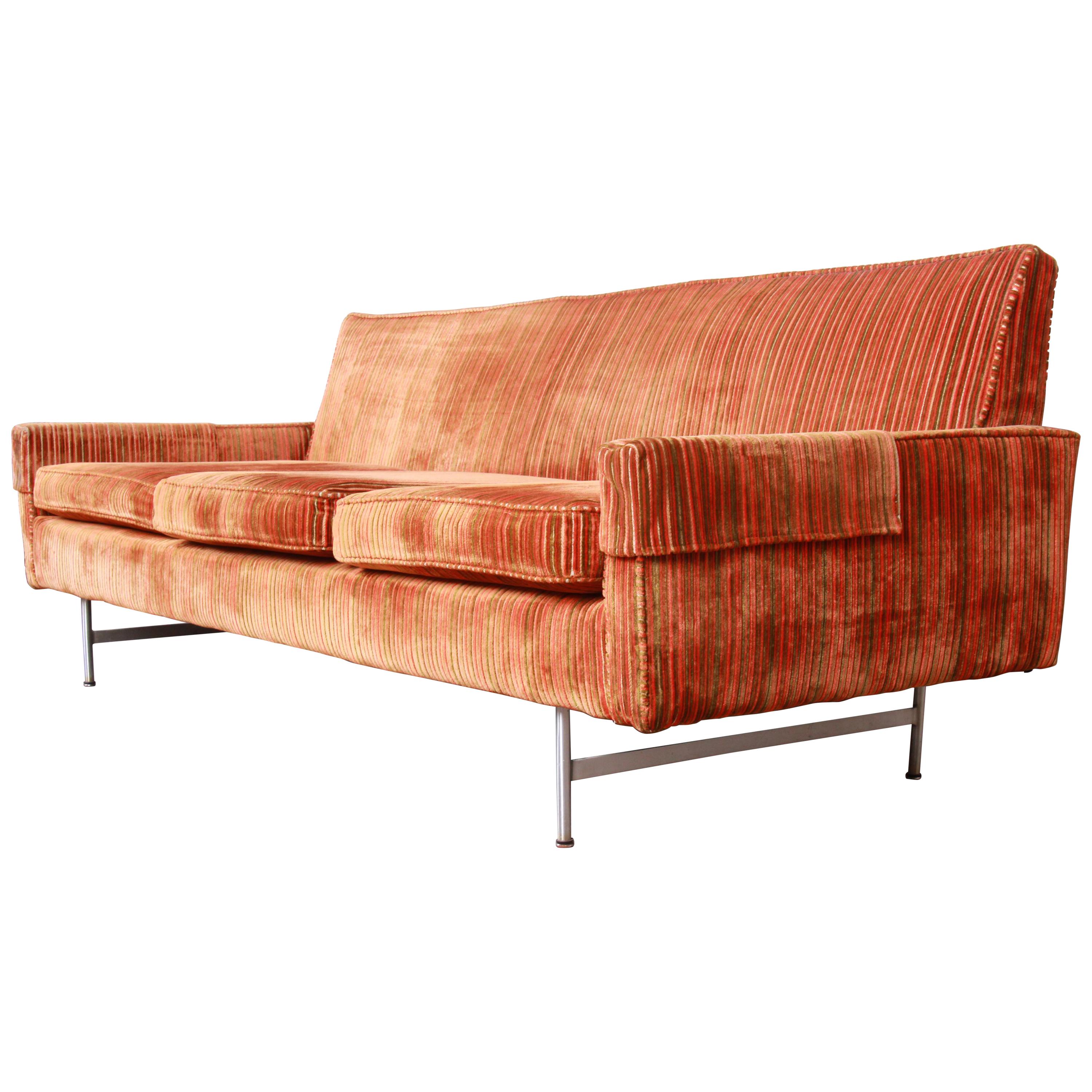 Original Paul McCobb Linear Group Sofa on Brass Legs, 1960s