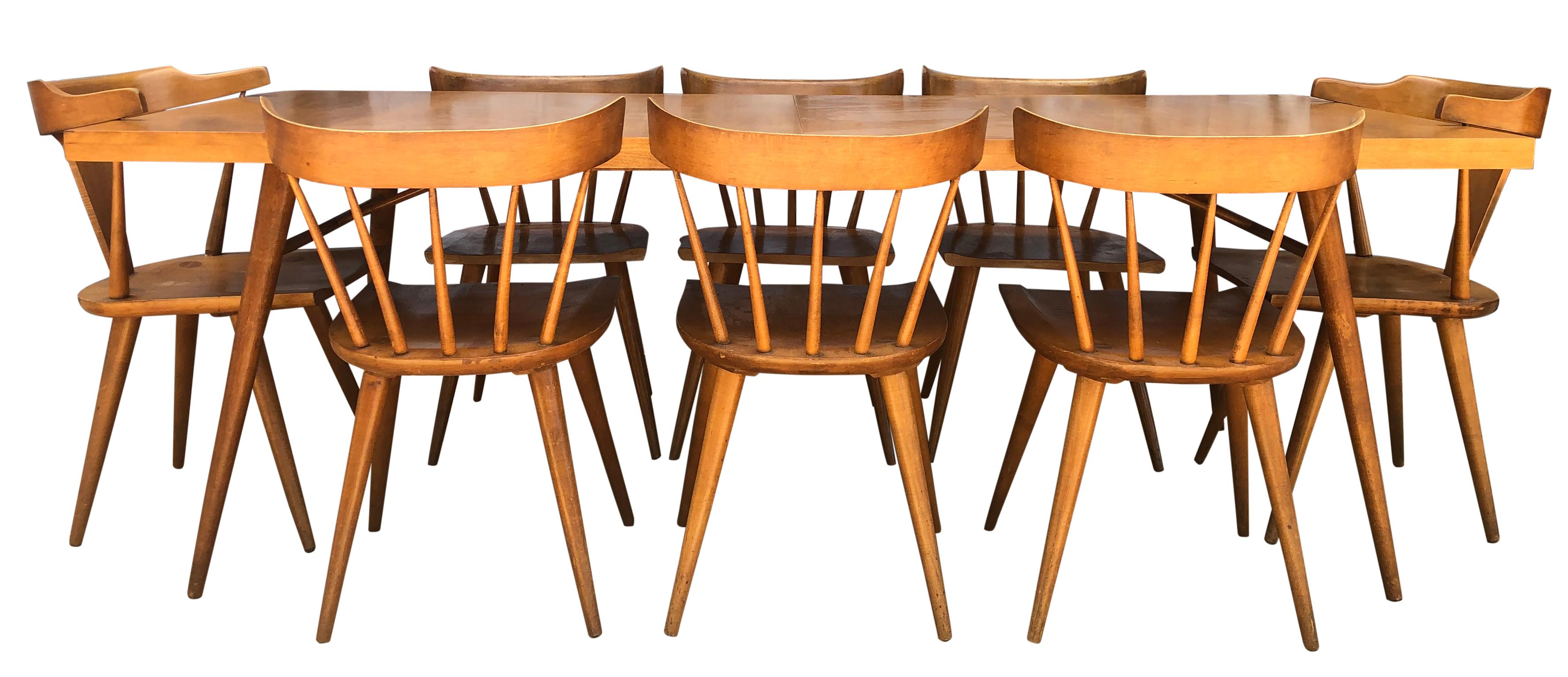 Mid-Century Modern Original Paul McCobb Planner Group Maple #1522 Dining Table Set with 8 Chairs