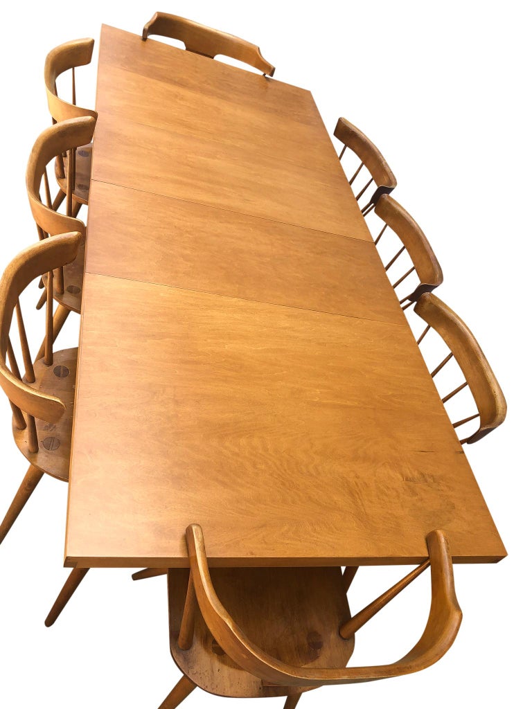 Original Paul McCobb Planner Group Maple 1522 Dining Table Set with 8