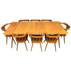 Original Paul McCobb Planner Group Maple #1522 Dining Table Set with 8 Chairs