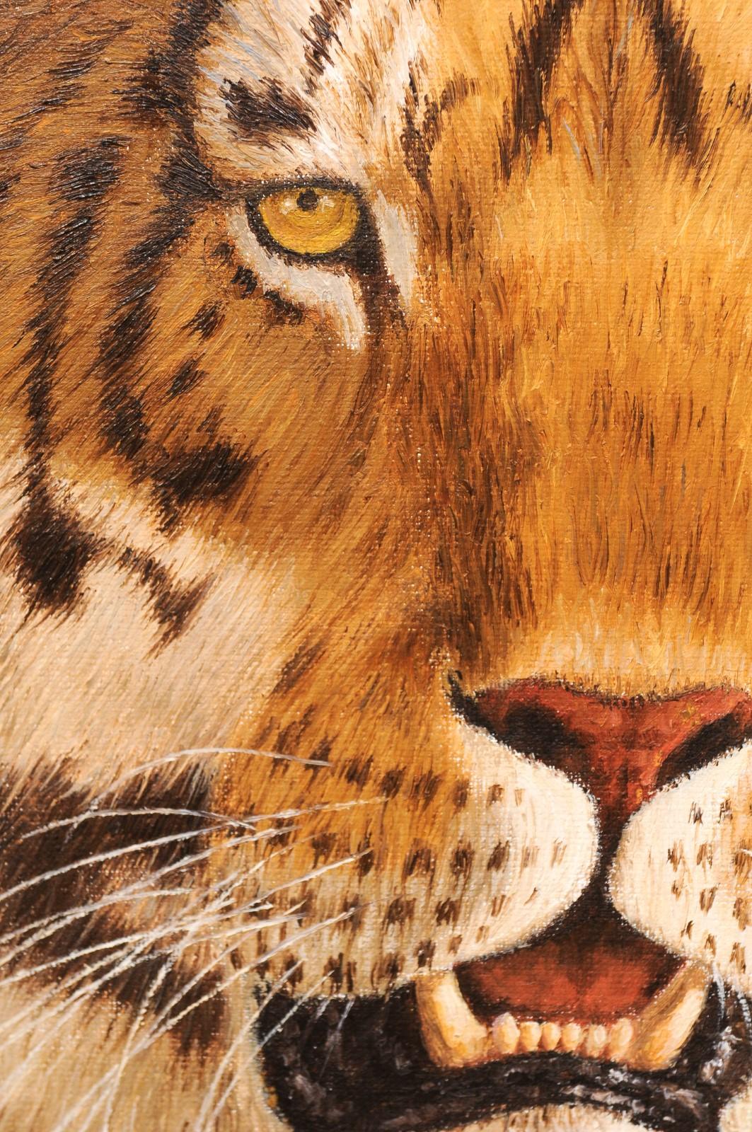 Original Paul Rose Framed and Signed Wildlife Painting Depicting a Tiger Head 2