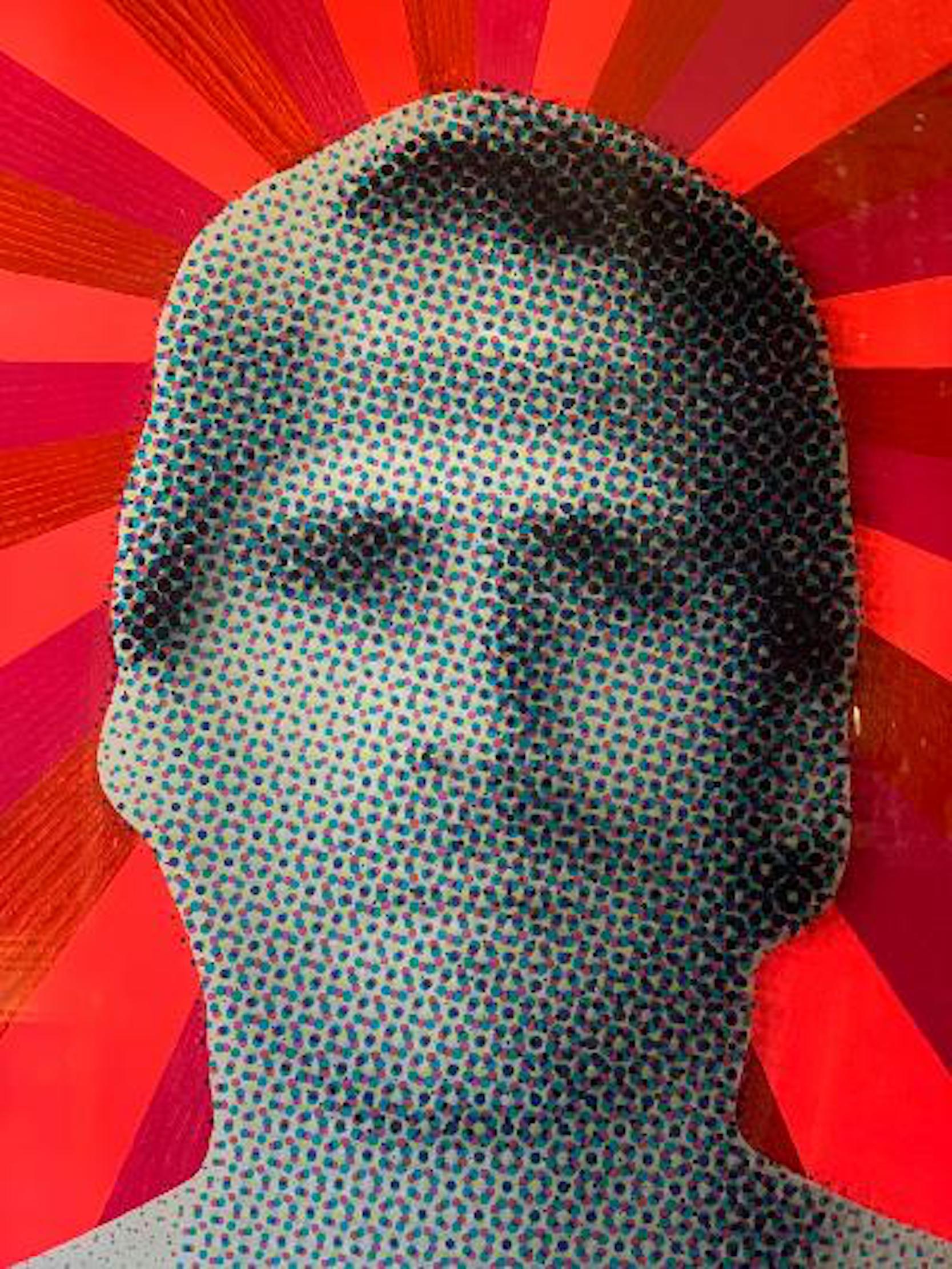 Sehr großer, originaler digitaler Siebdruck auf Plexiglas mit Nagellack auf C-Druck, aufgezogen auf ein Sintra-Board-Gemälde der berühmten Skateboard-Ikone John Joseph Cardiel (geboren am 14. Dezember 1973) des berühmten amerikanischen