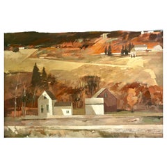 Paul Zimmerman originale firmato, grande dipinto di paesaggio autunnale del New England