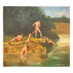 Peinture à l'huile originale sur panneau signée Paula Wimmer