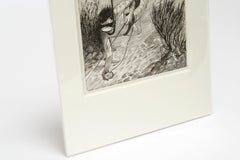 Original Pen Drawing, Snorkel Under the Sea, Mounted in Window Mat