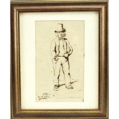 Original Pen & Ink Drawing Signed, by Charles Joseph Travies