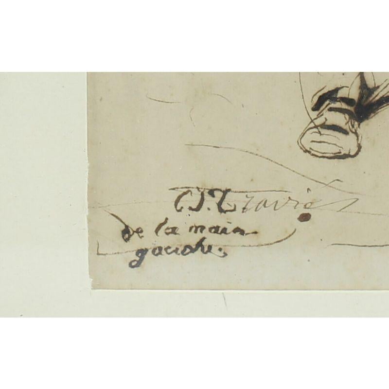 Européen Drawing original au stylo et à l'encre signé, par Charles Joseph Travies en vente