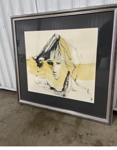 Ritratto originale a penna, inchiostro e acquerello di Gino Hollander