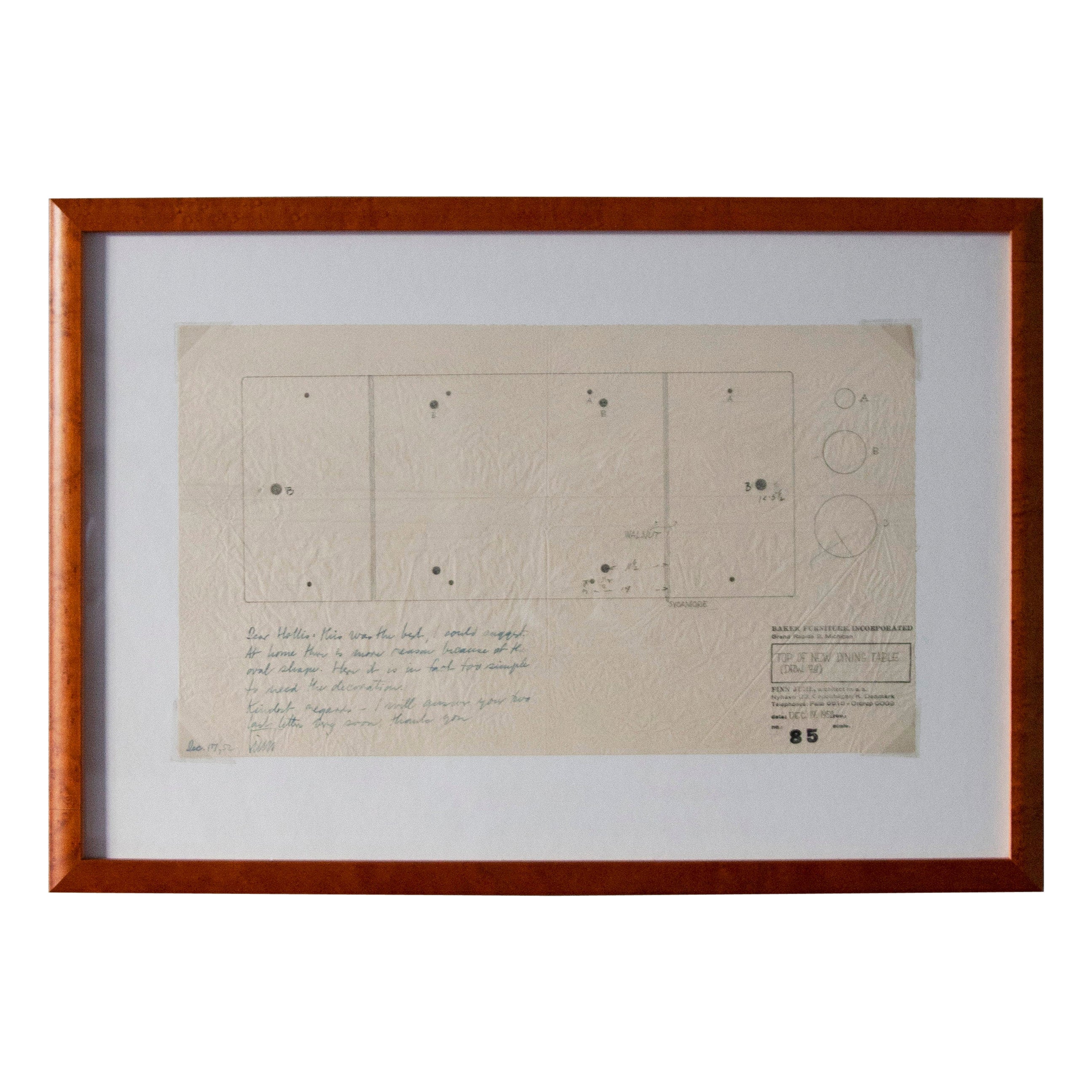 Finn Juhl, Bleistift- und Bleistiftzeichnung, 1952 im Angebot